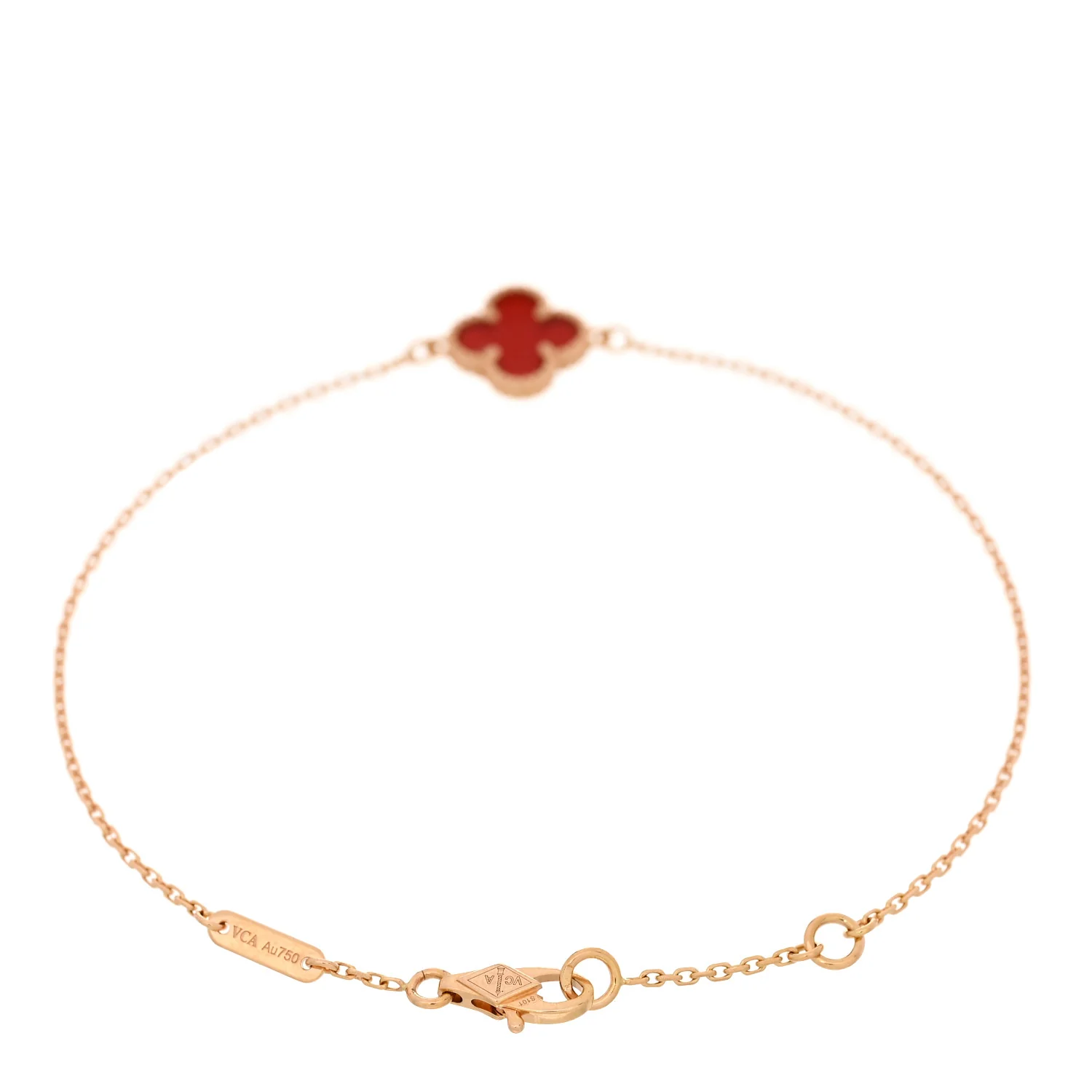 18K Rose Gold Carnelian Sweet Alhambra Bracelet - Image 2