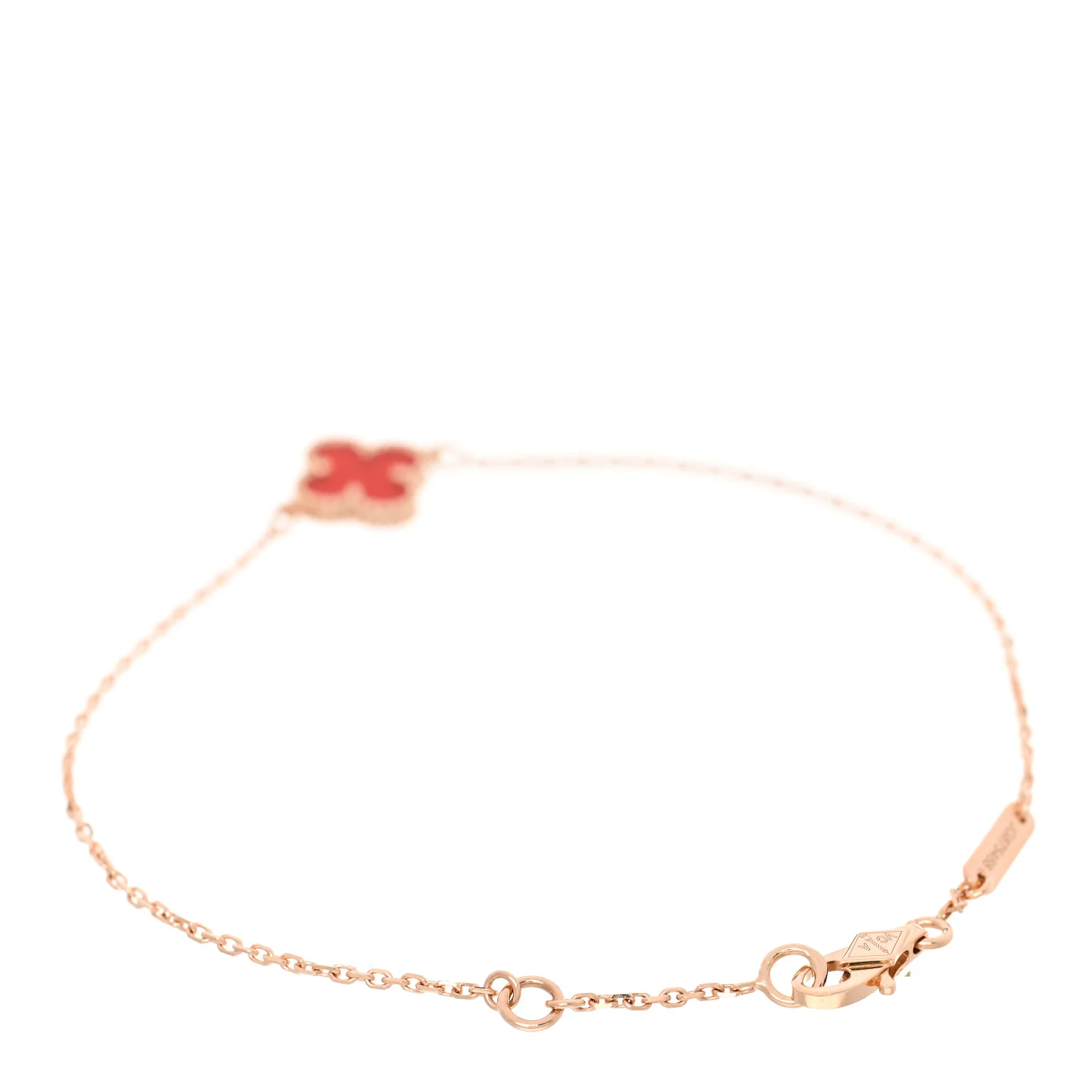 18K Rose Gold Carnelian Sweet Alhambra Bracelet - Image 2