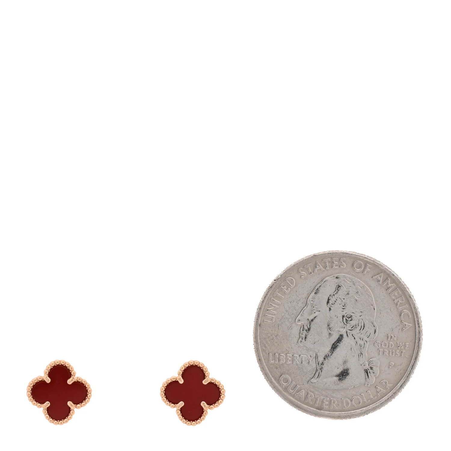 18K Rose Gold Carnelian Sweet Alhambra Earrings - Image 2
