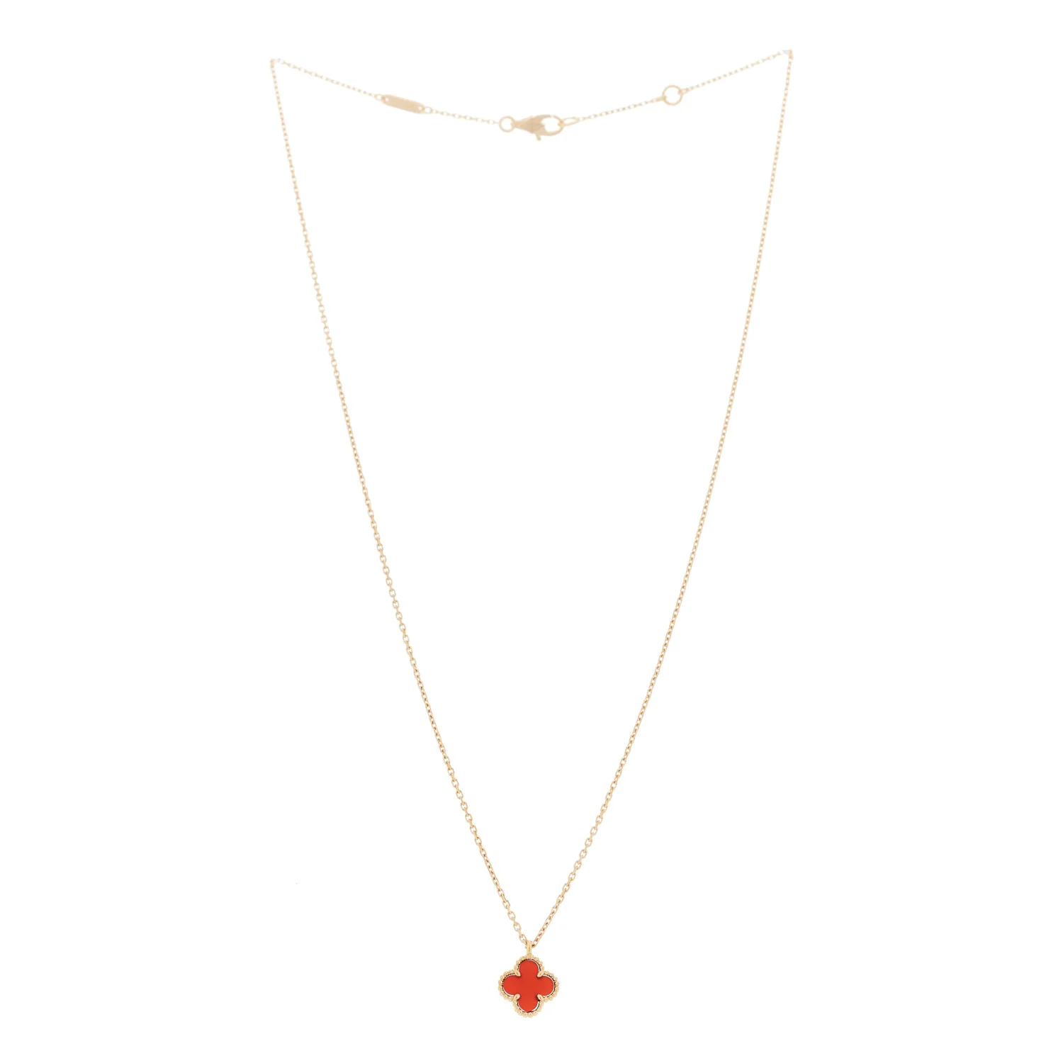 18K Rose Gold Carnelian Sweet Alhambra Pendant Necklace