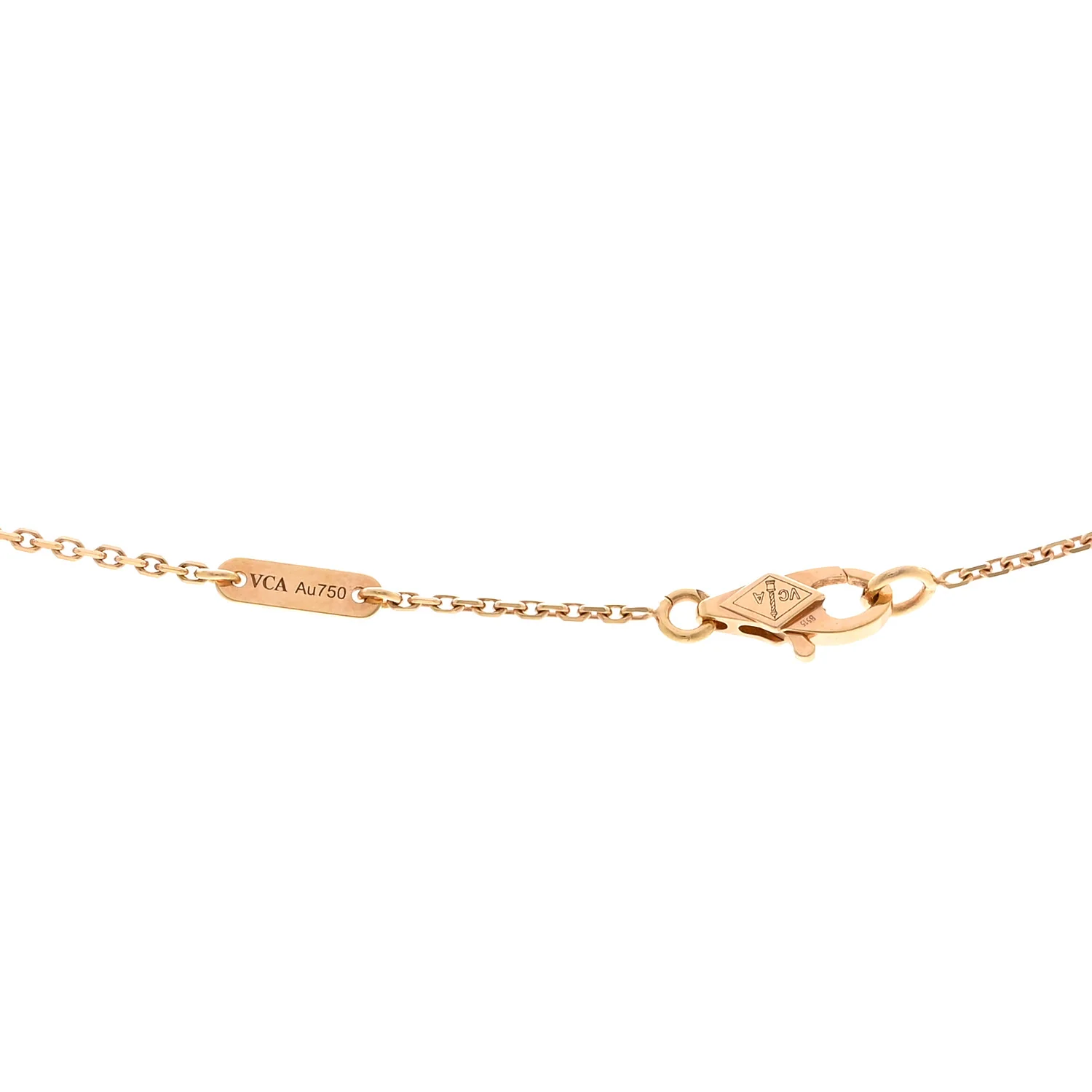 18K Rose Gold Carnelian Sweet Alhambra Pendant Necklace - Image 4