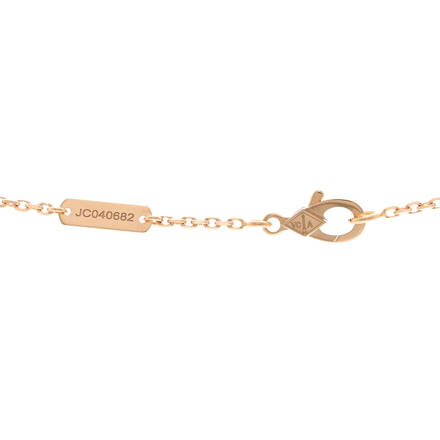 18K Rose Gold Diamond Rhodonite Vintage Alhambra Pendant Necklace - Image 4