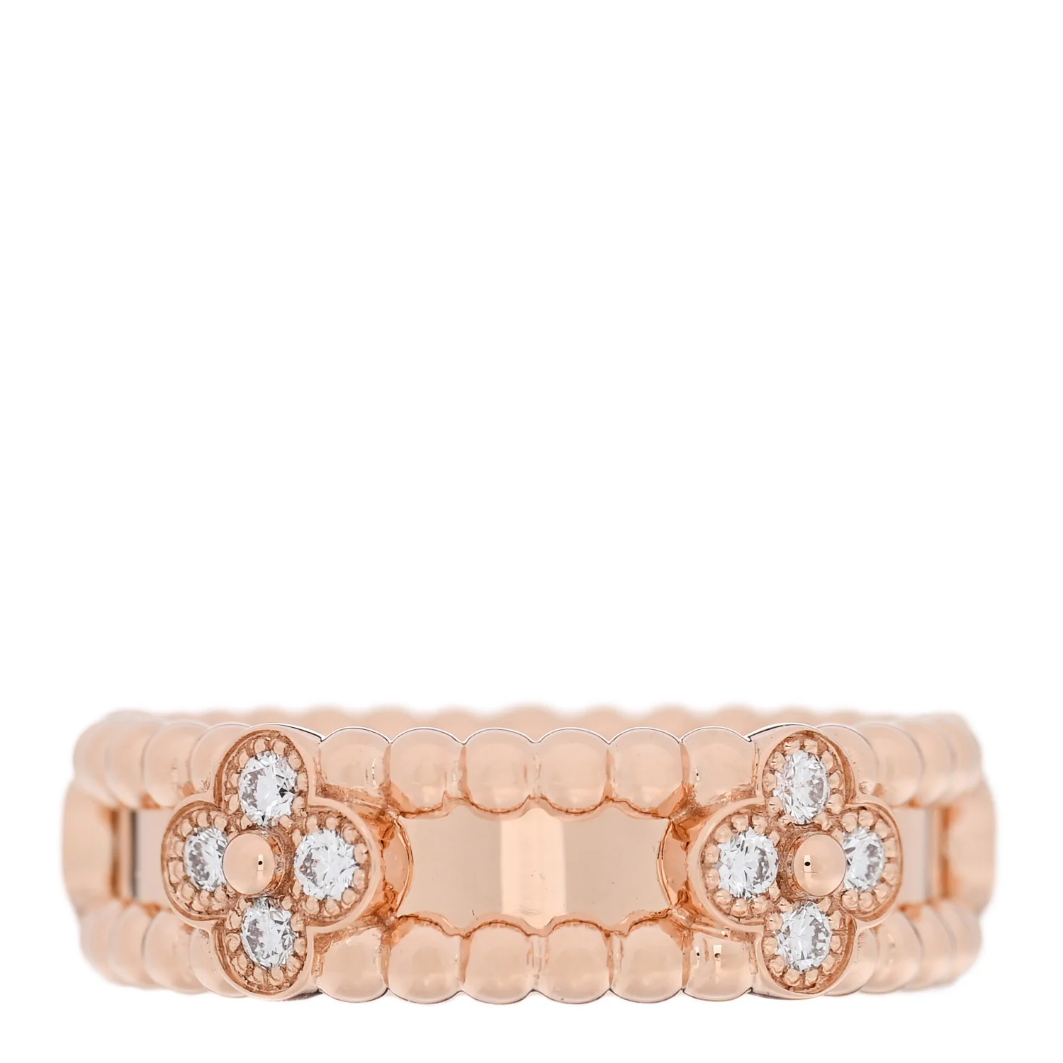 18K Rose Gold Diamond Sweet Perlee Clovers Ring 50 5.5 - Image 3