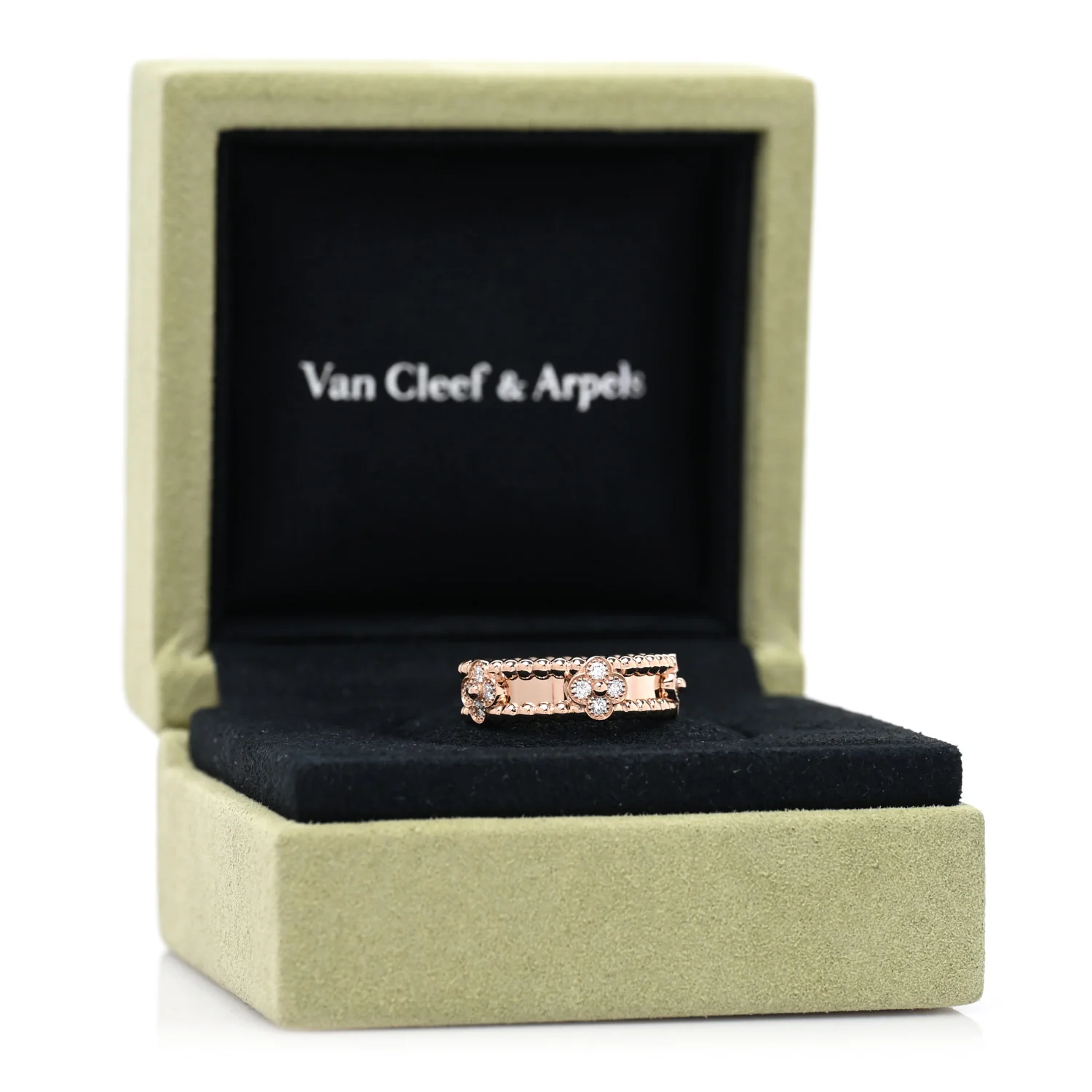 18K Rose Gold Diamond Sweet Perlee Clovers Ring 50 5.5 - Image 5