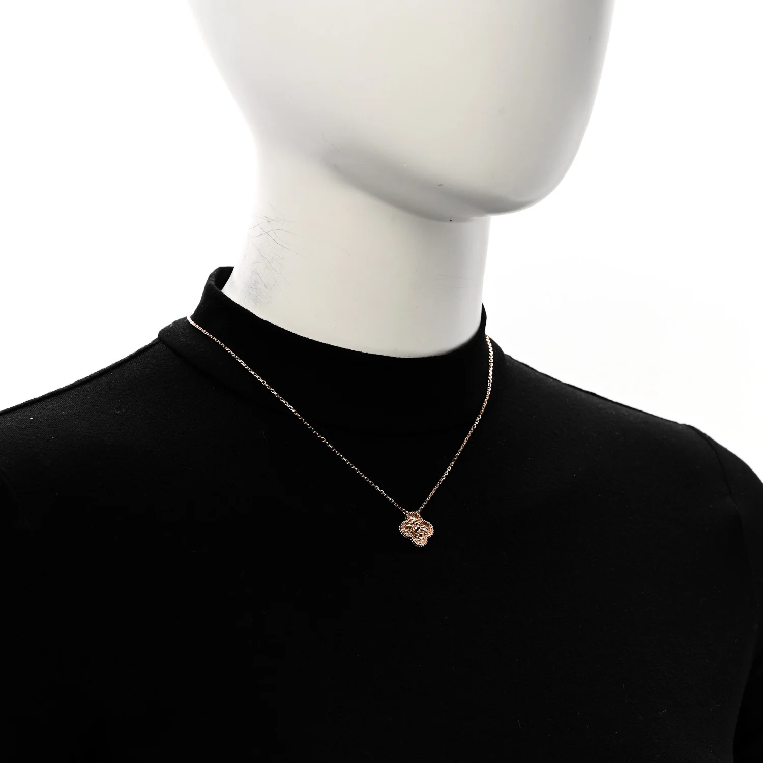 18K Rose Gold Vintage Alhambra Pendant Necklace - Image 2