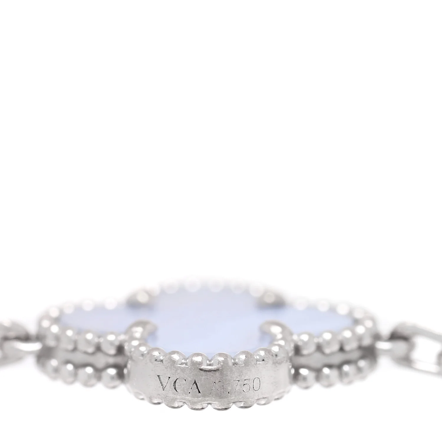 18K White Gold Chalcedony 5 Motifs Vintage Alhambra Bracelet - Image 3