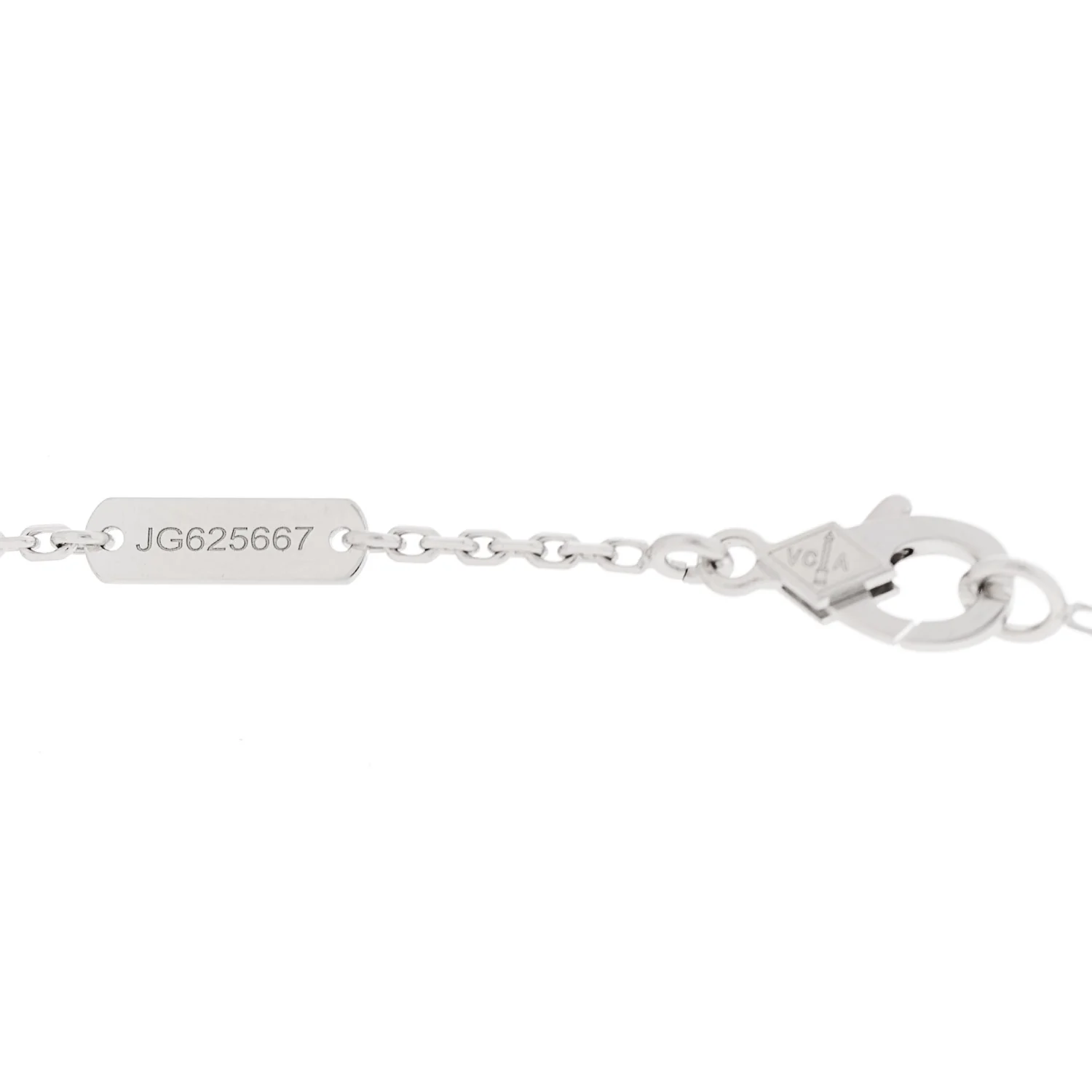 18k White Gold Chalcedony Vintage Alhambra Pendant Necklace - Image 5