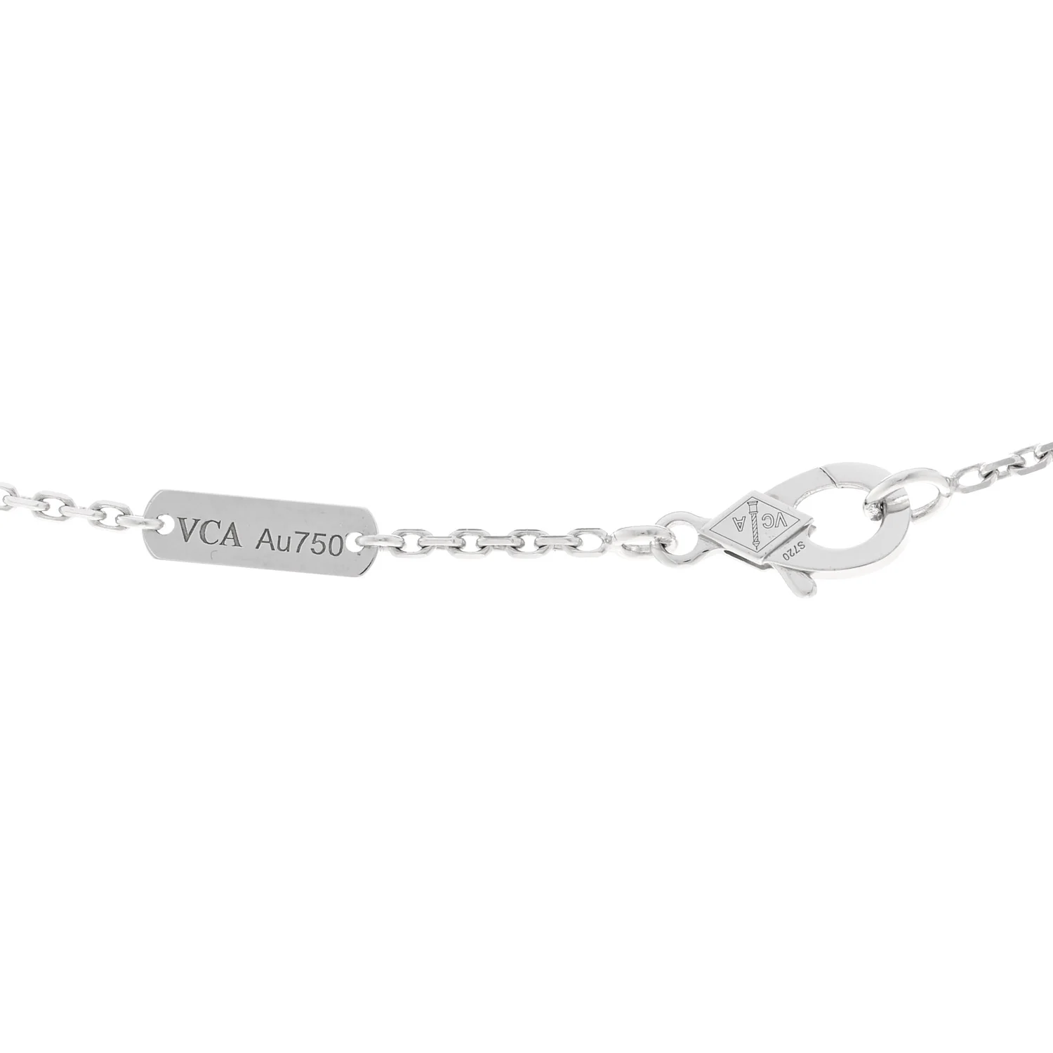 18k White Gold Chalcedony Vintage Alhambra Pendant Necklace - Image 4