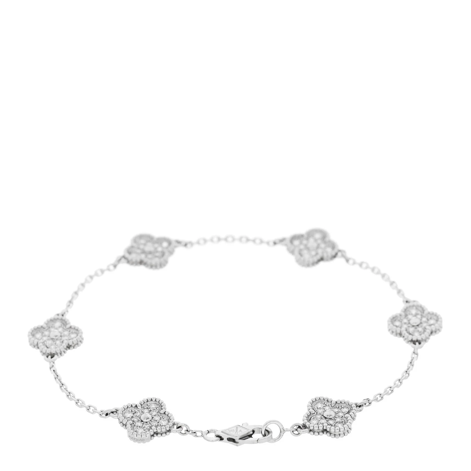 18K White Gold Diamond 6 Motifs Sweet Alhambra Bracelet - Image 2