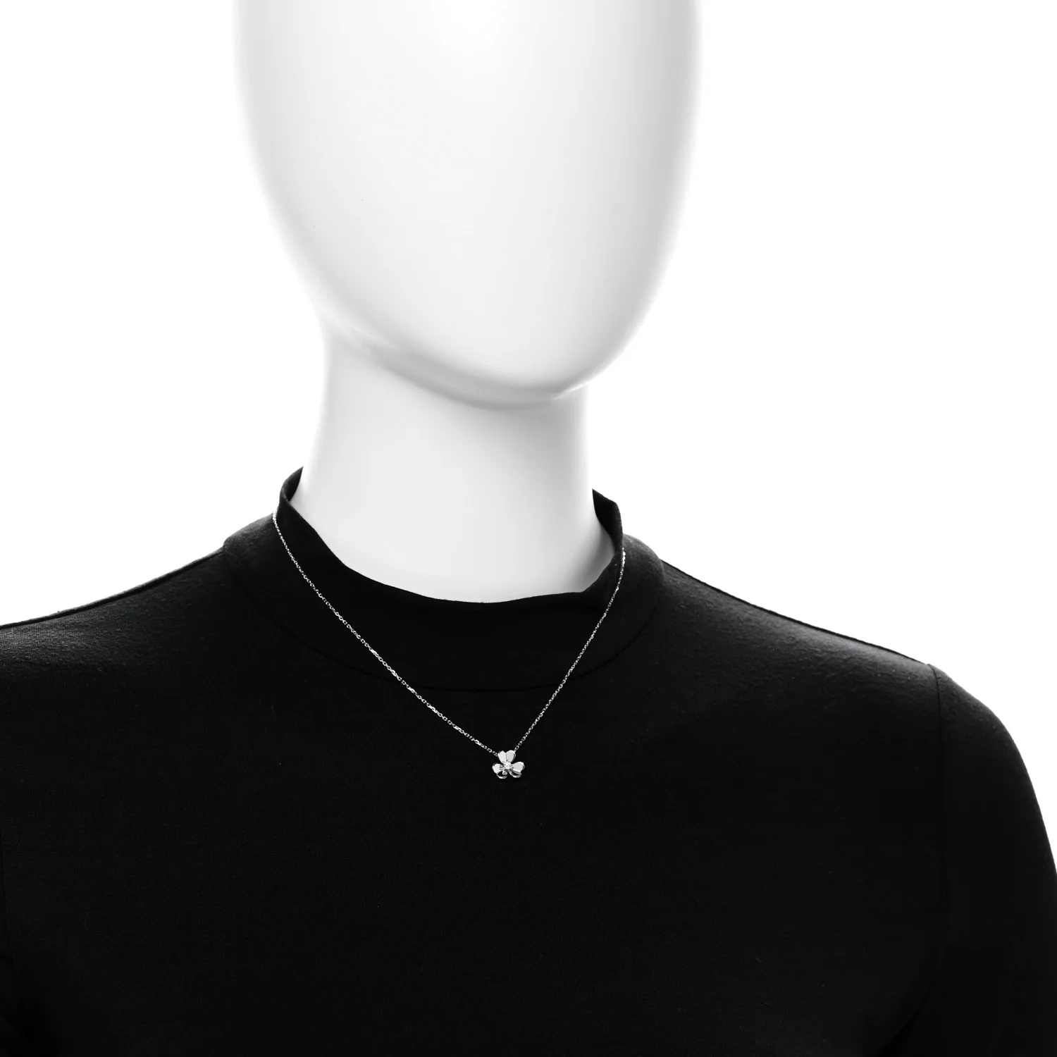 18K White Gold Diamond Mini Frivole Pendant Necklace - Image 2