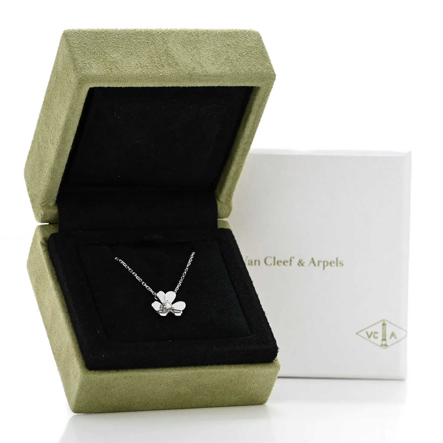 18K White Gold Diamond Mini Frivole Pendant Necklace - Image 6