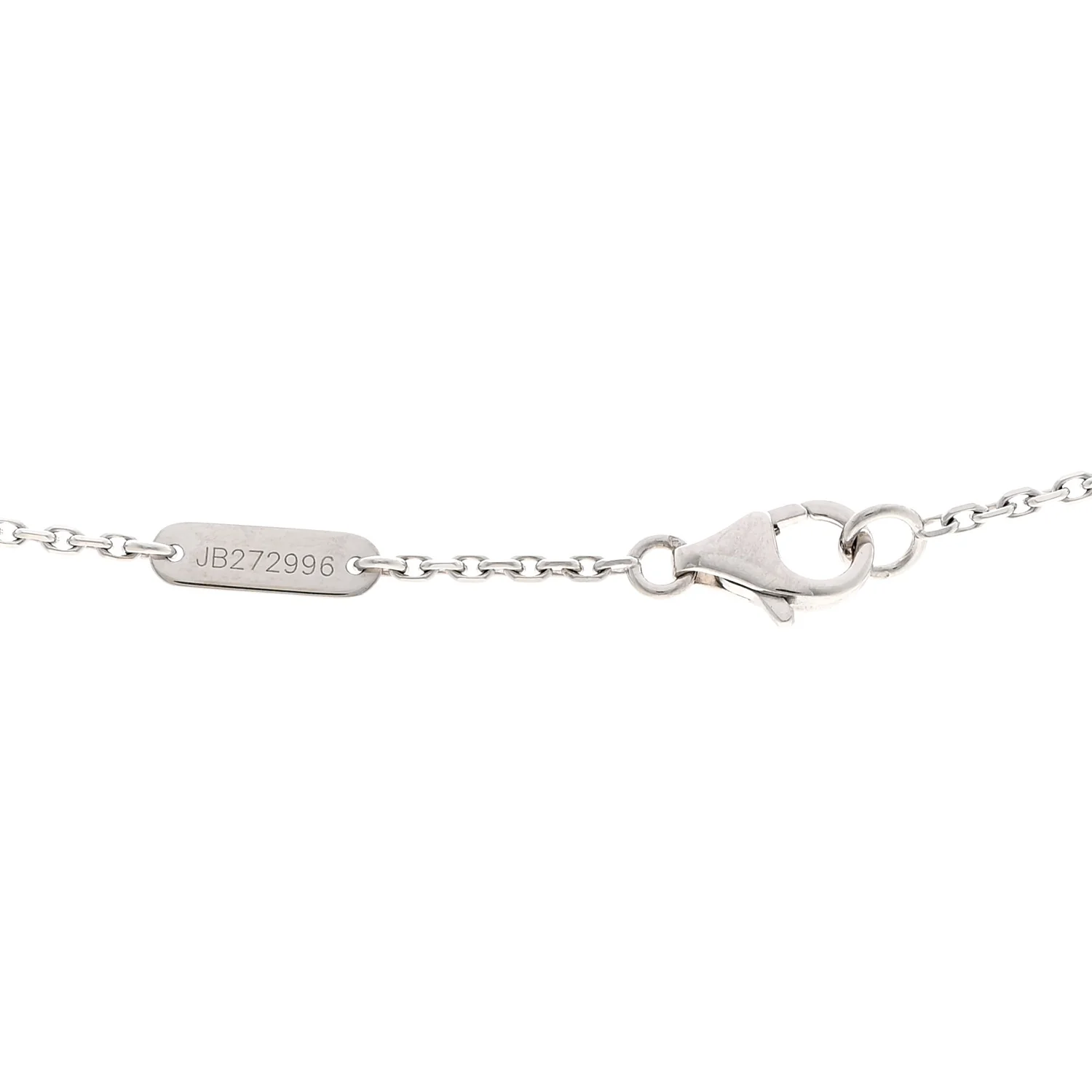 18K White Gold Diamond Vintage Alhambra Pendant Necklace - Image 5