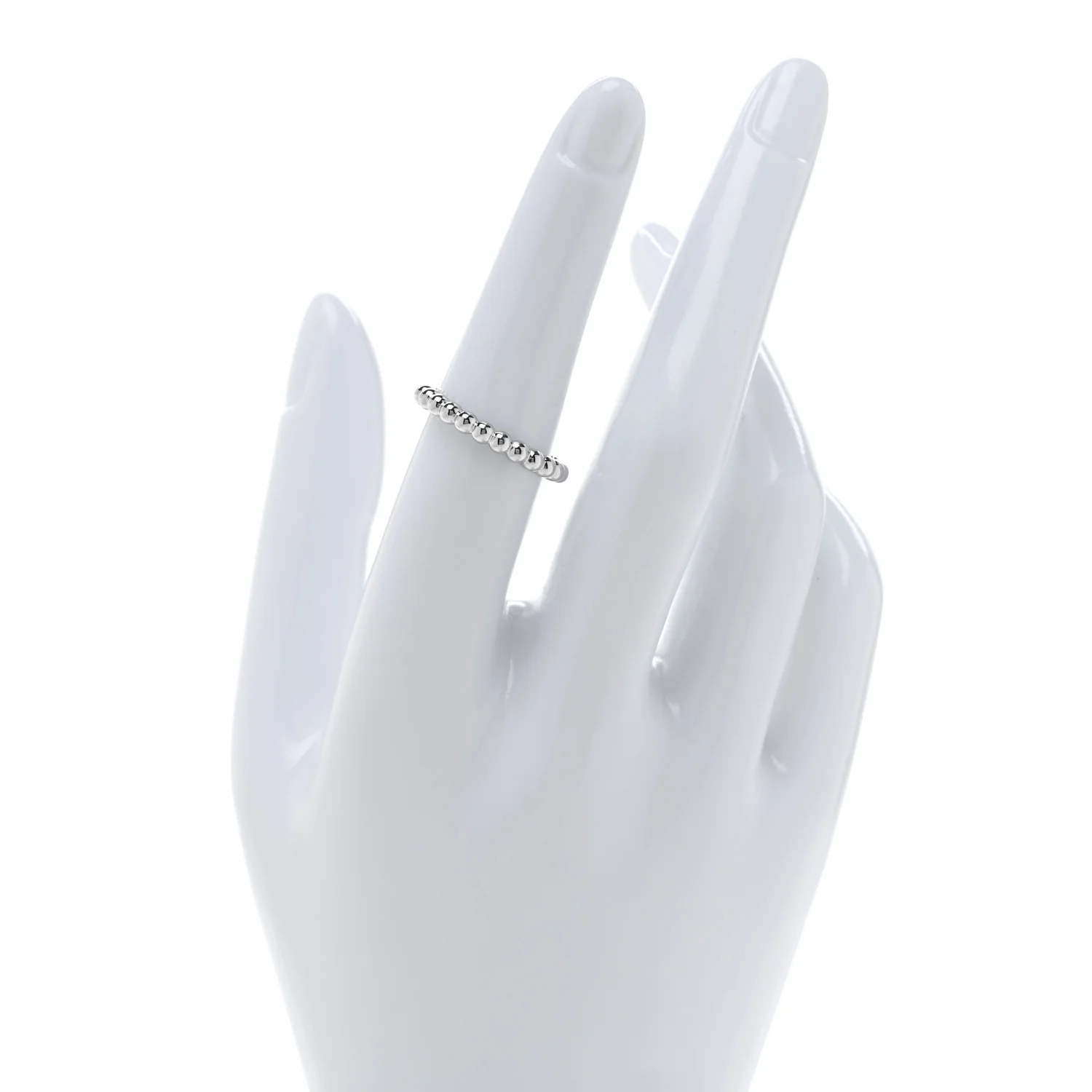 18K White Gold Medium Perlee Ring 53 6.5 - Image 2