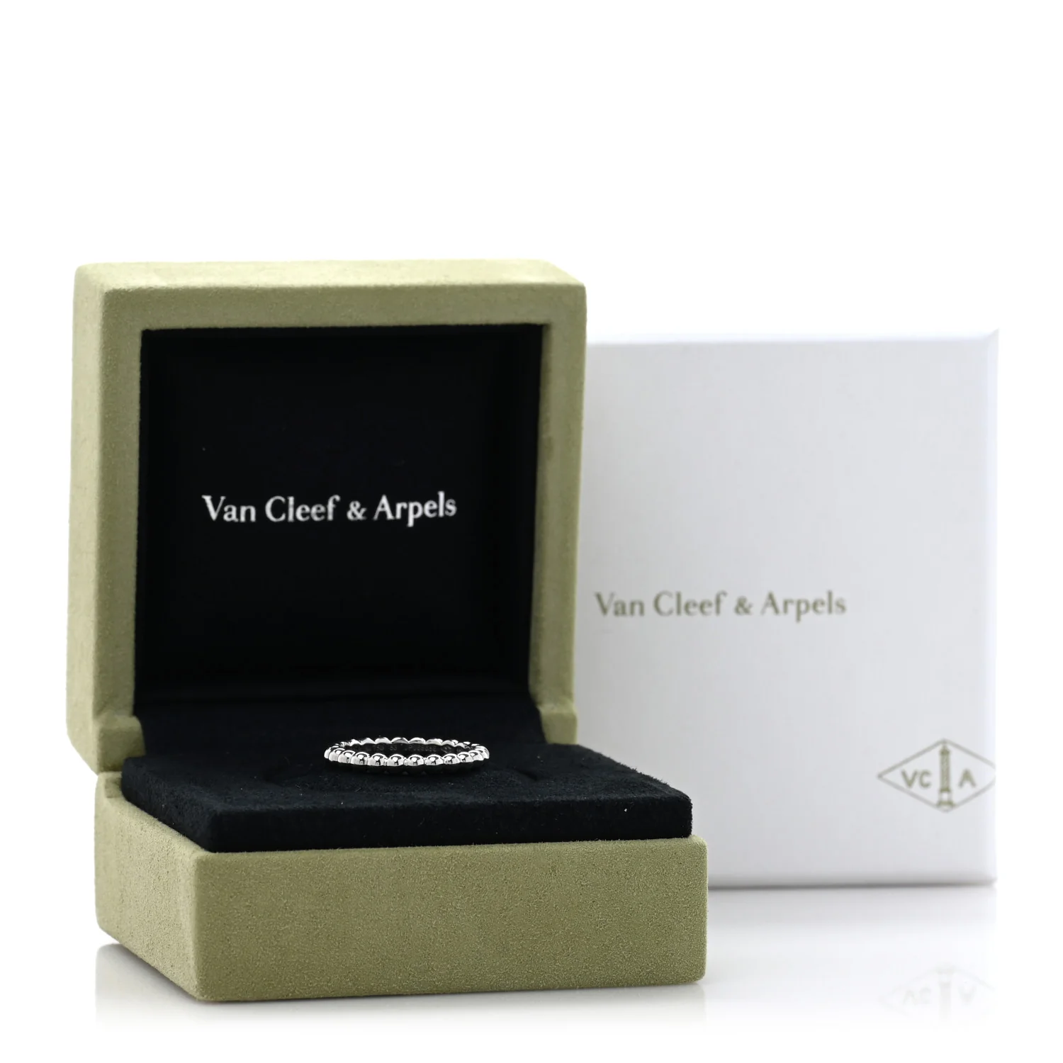 18K White Gold Medium Perlee Ring 53 6.5 - Image 5