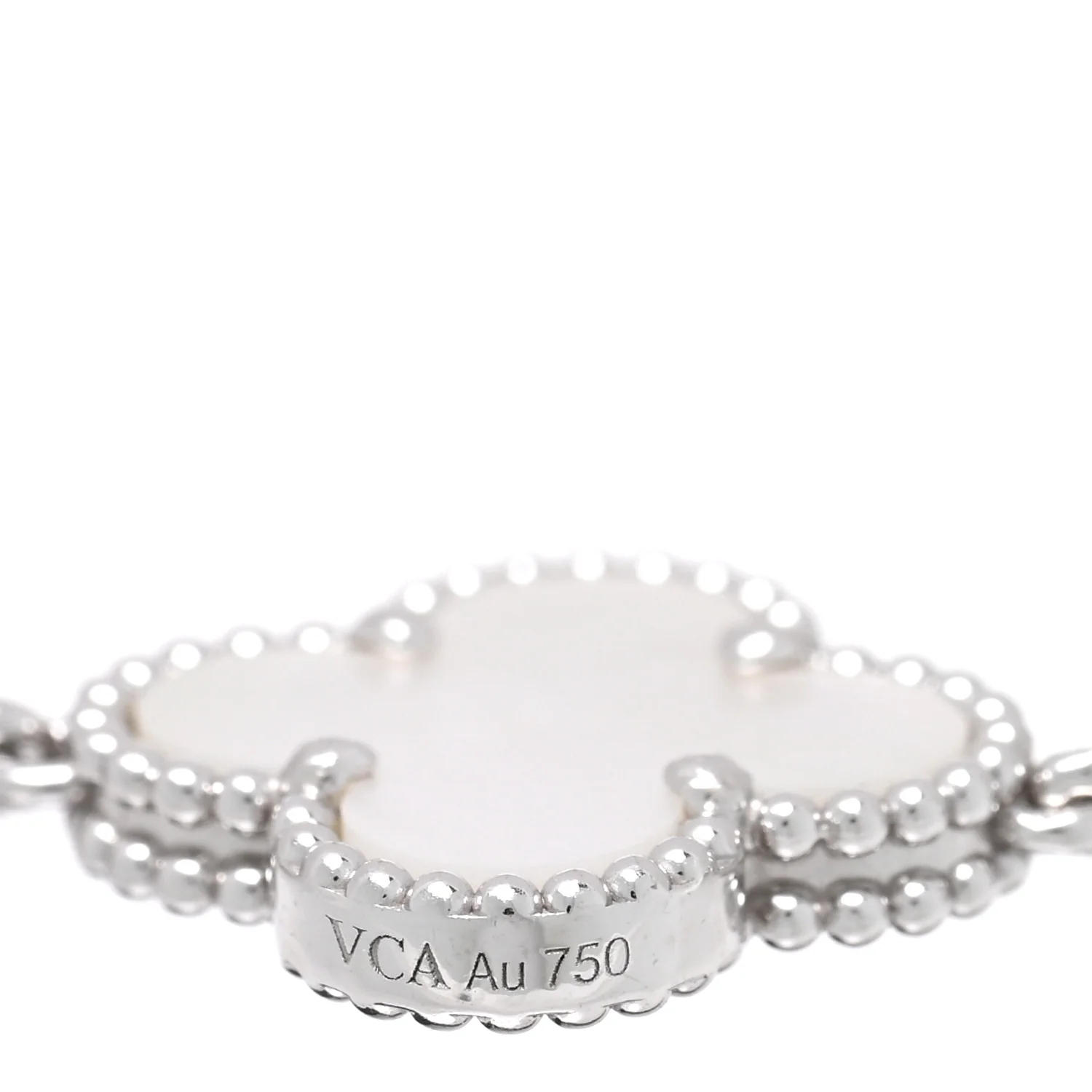 18K White Gold Mother of Pearl 5 Motifs Vintage Alhambra Bracelet - Image 3