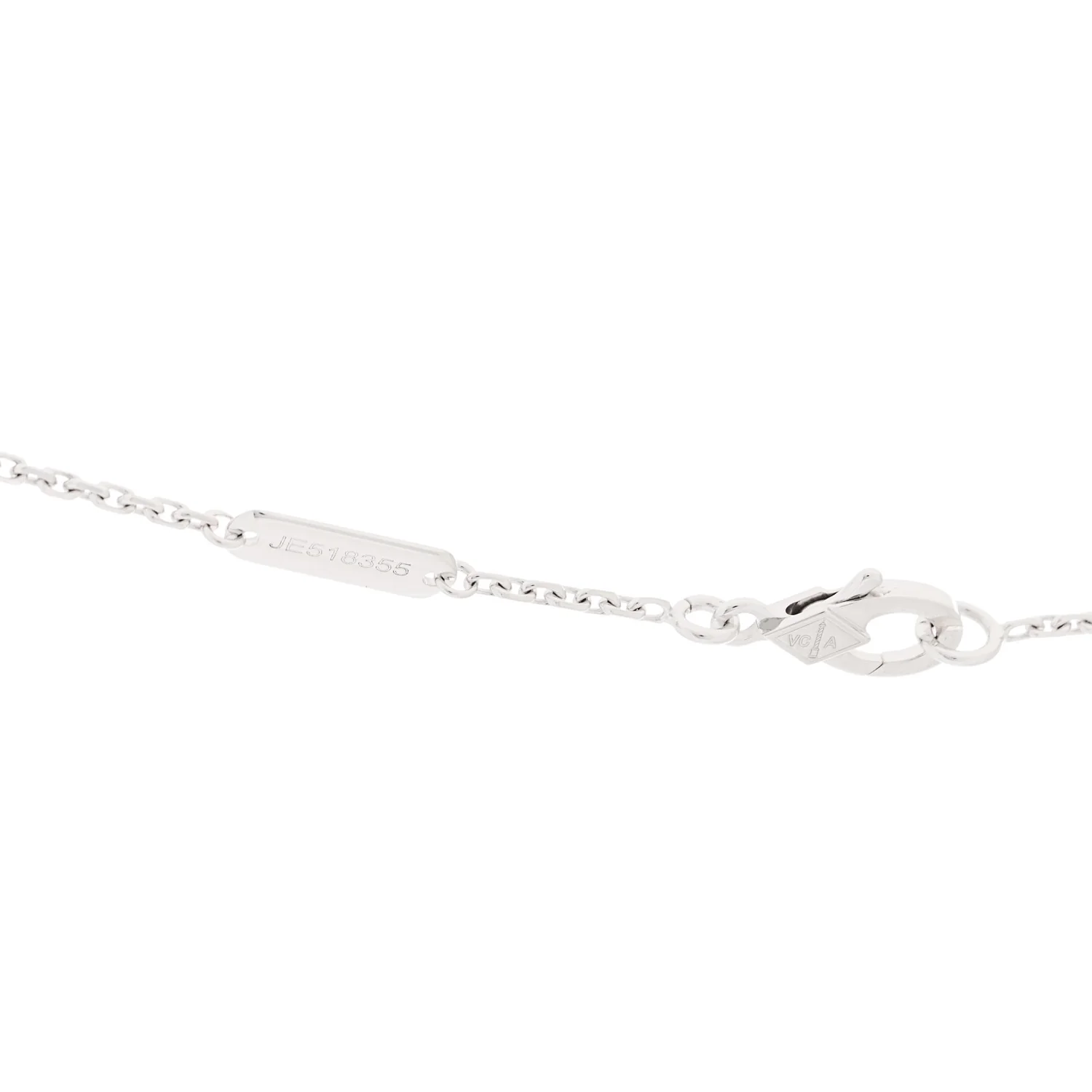 18K White Gold Mother of Pearl Vintage Alhambra Pendant Necklace - Image 5