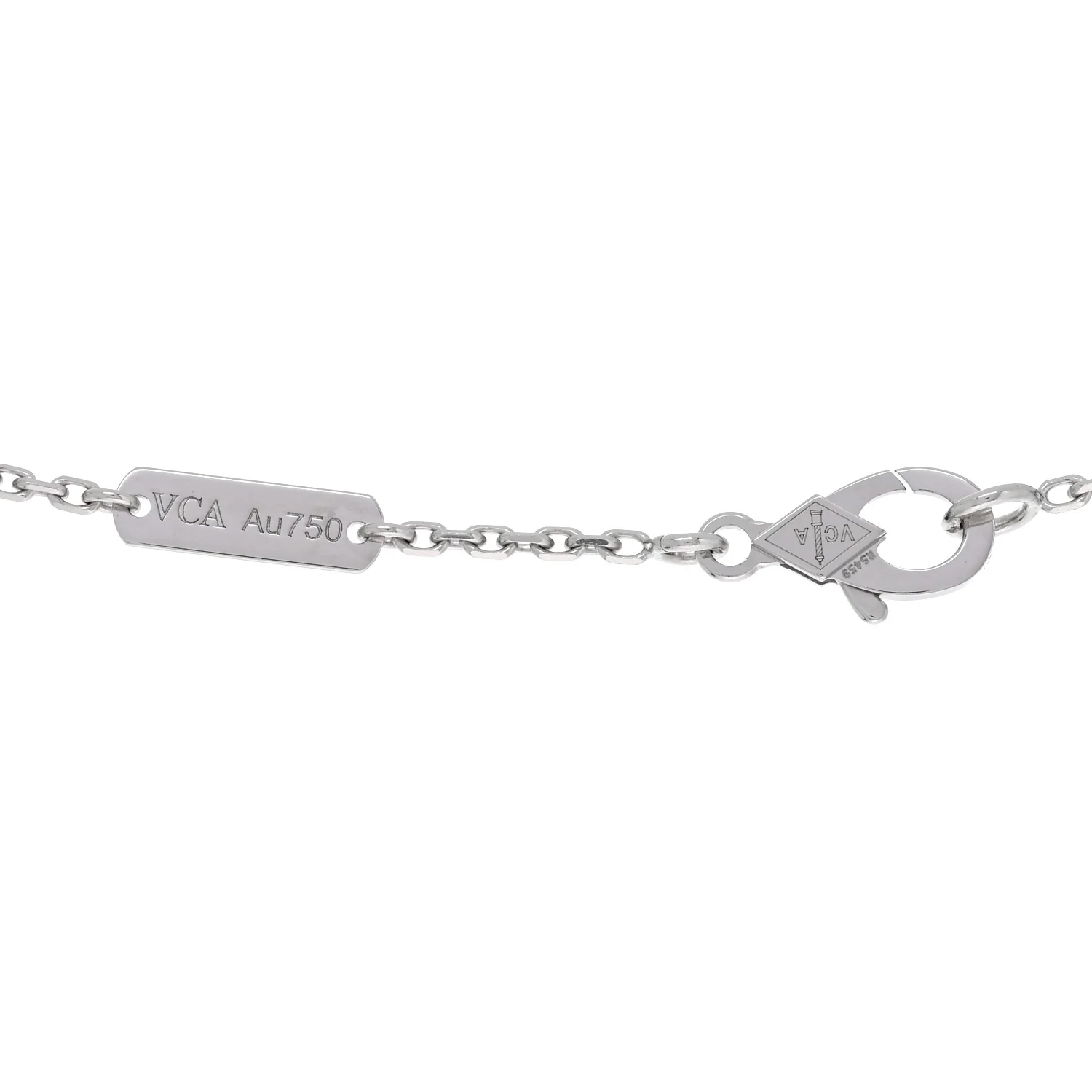 18K White Gold Mother of Pearl Vintage Alhambra Pendant Necklace - Image 4