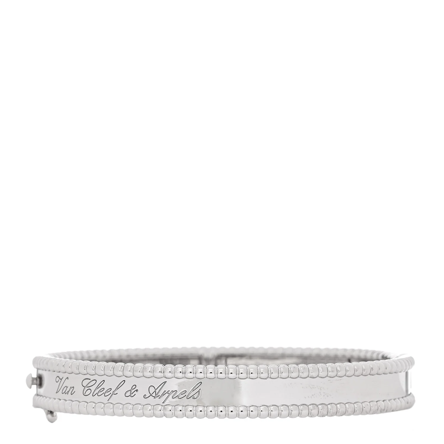 18K White Gold Perlee Signature Bangle Bracelet S - Image 2