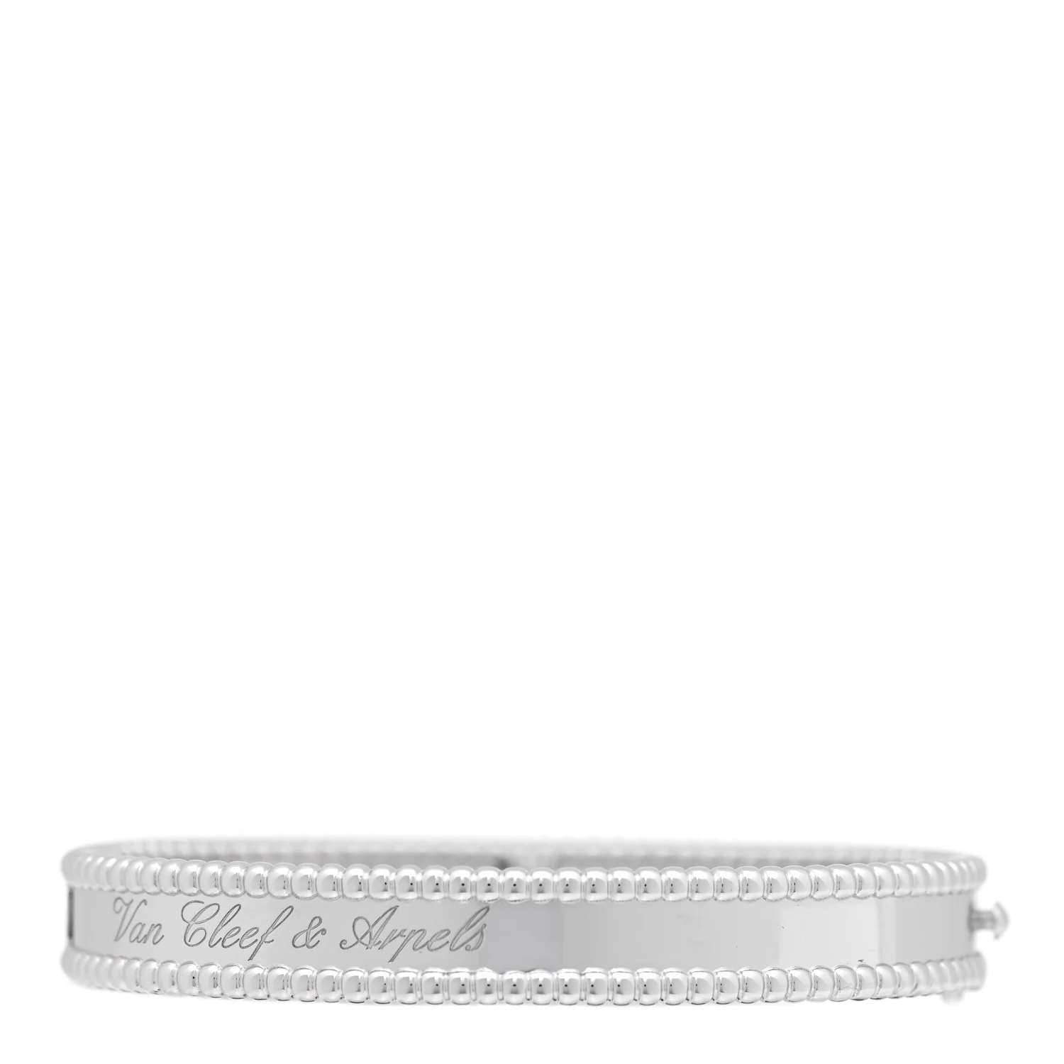 18K White Gold Perlee Signature Bangle Bracelet XS - Image 2
