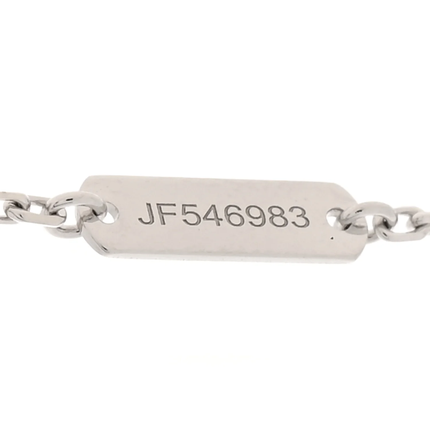 18K White Rose Gold Diamond Guilloche Vintage Alhambra Pendant Necklace - Image 5