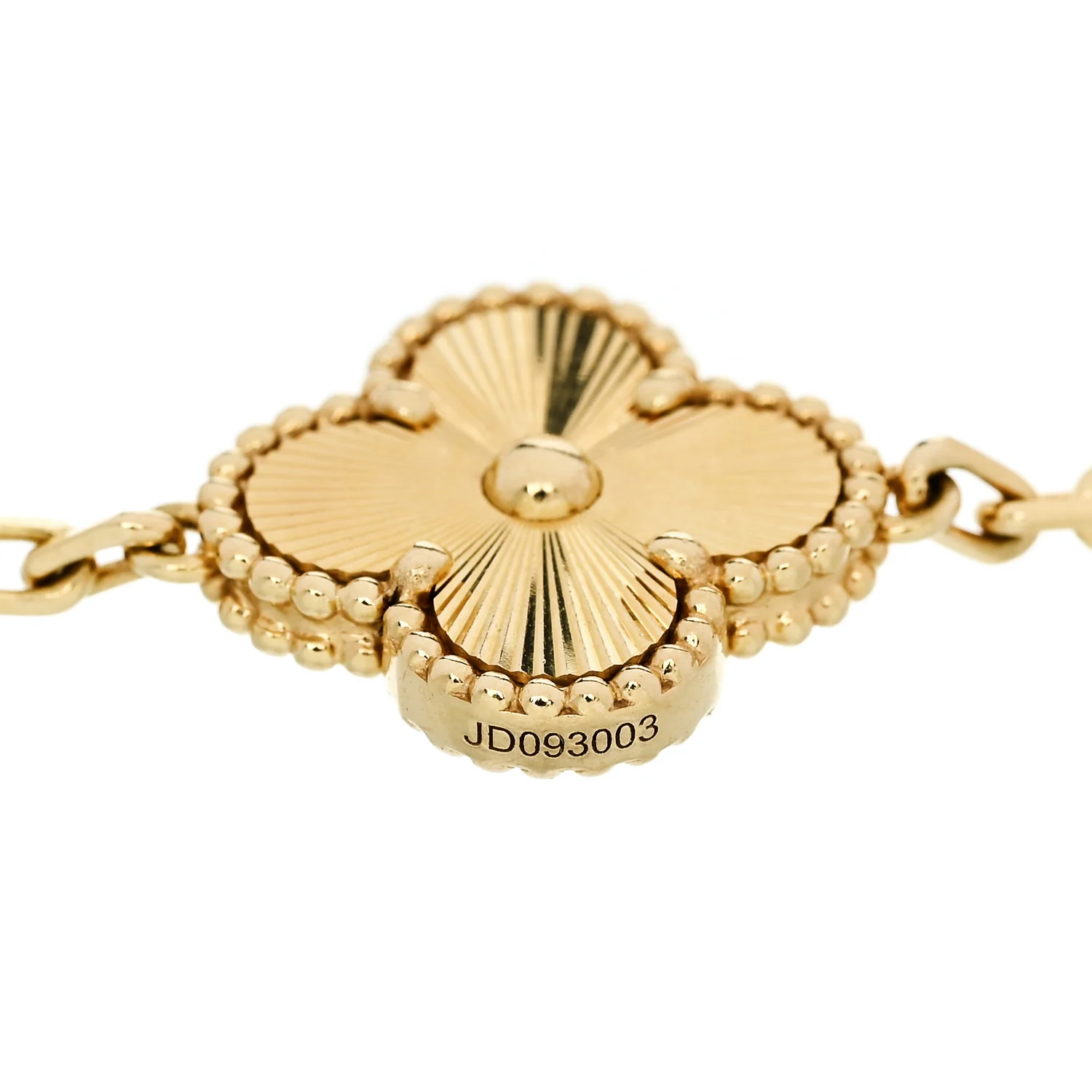18K Yellow Gold 5 Motifs Guilloche Vintage Alhambra Bracelet - Image 3