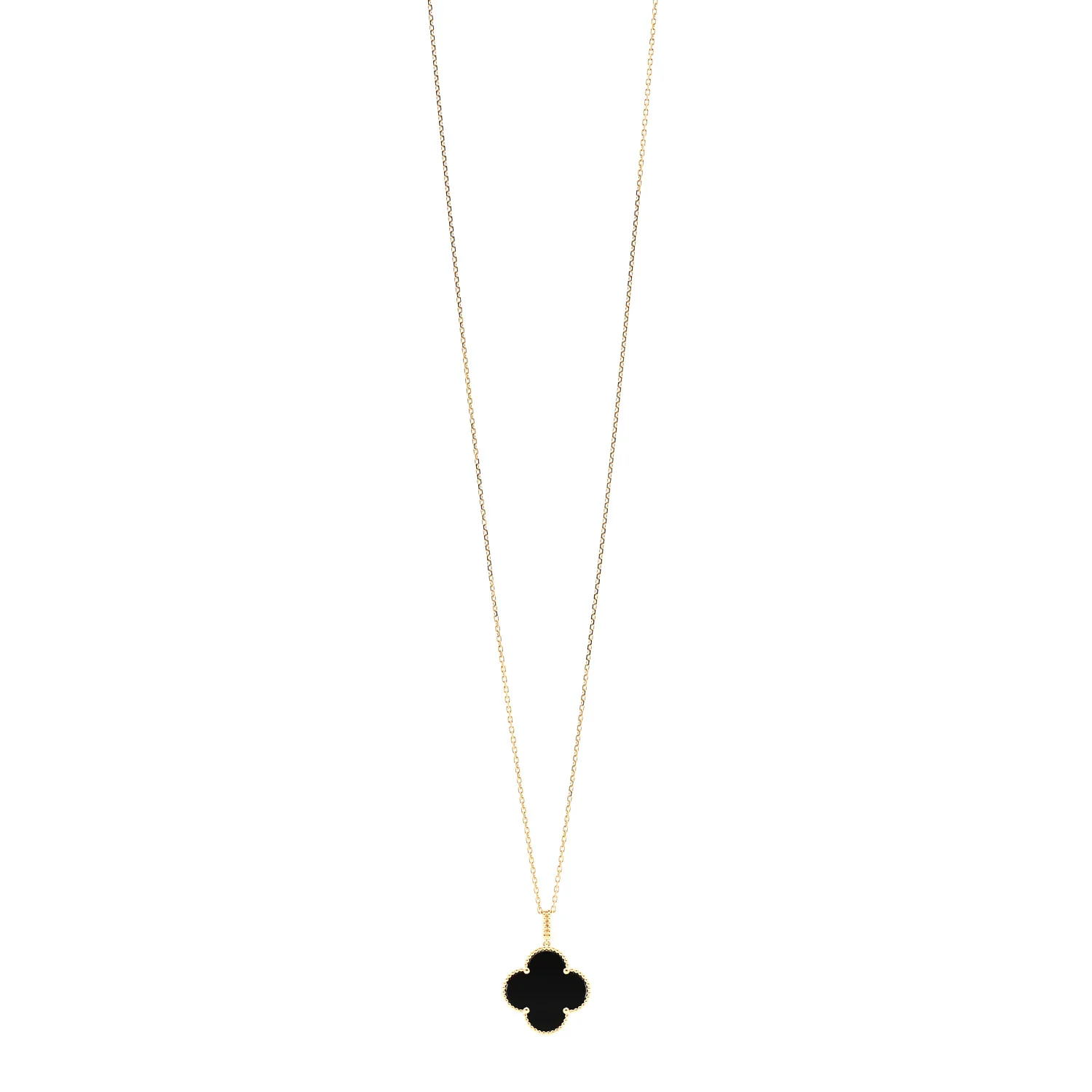 18K Yellow Gold Black Onyx Magic Alhambra Pendant Necklace