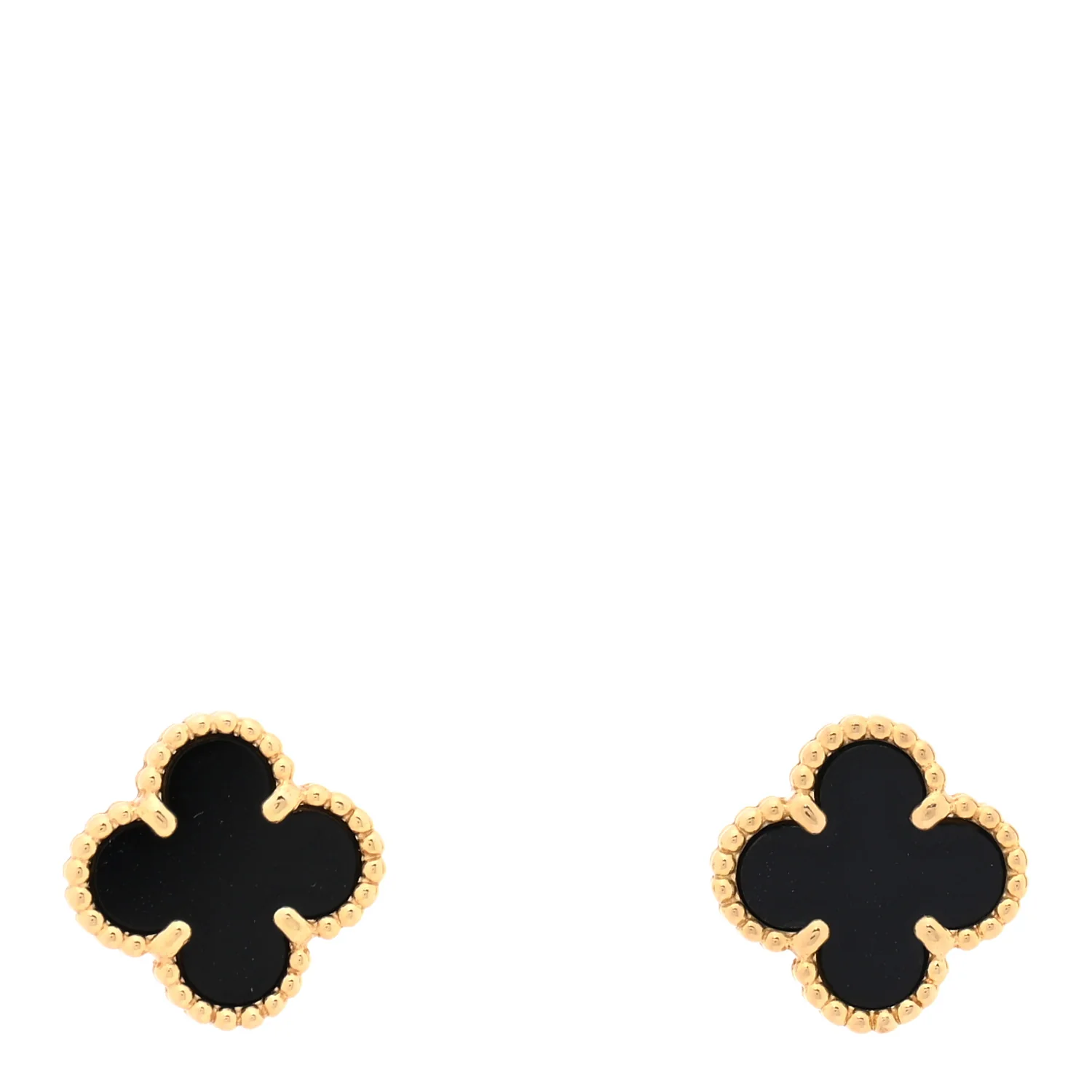 18K Yellow Gold Black Onyx Sweet Alhambra Earrings