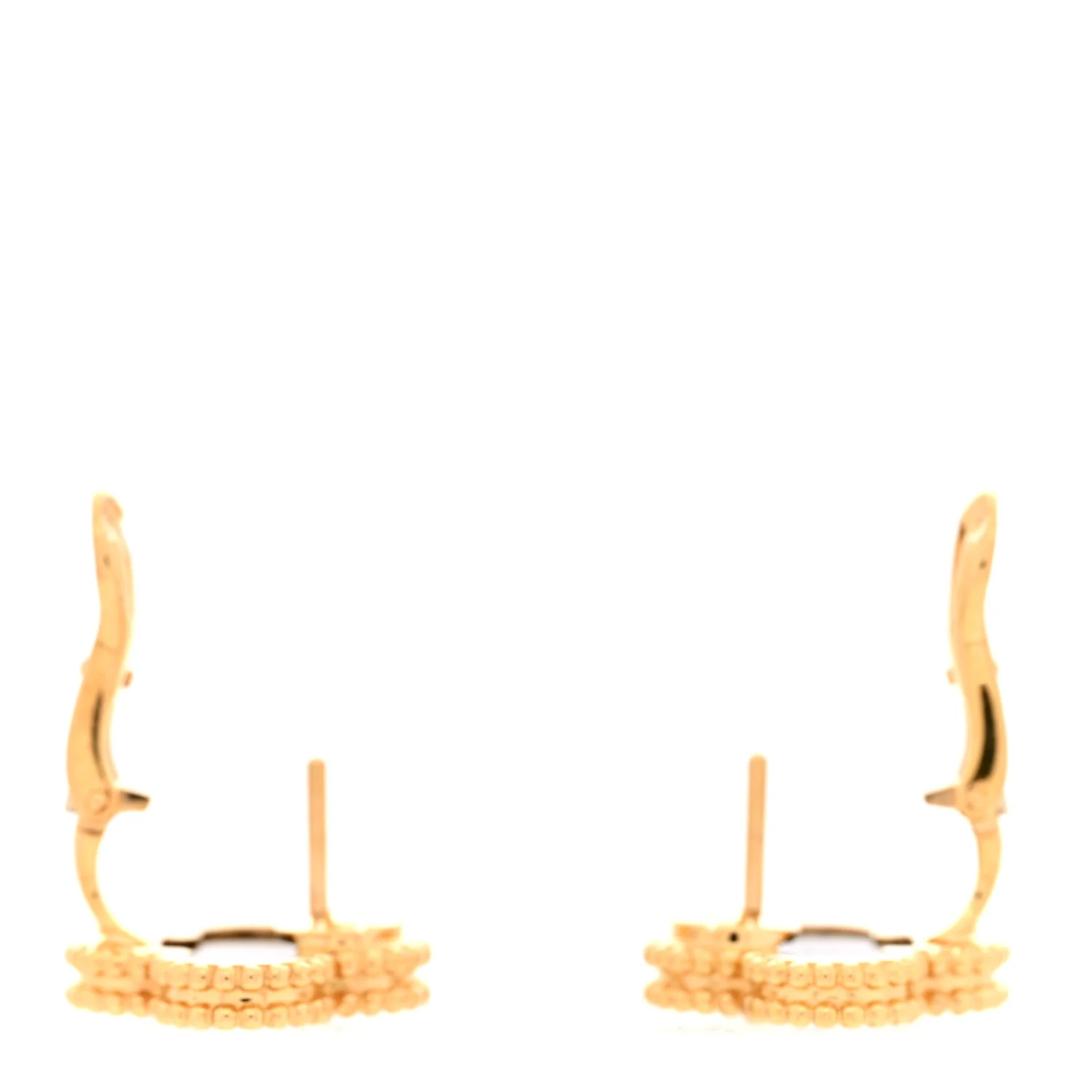 18k Yellow Gold Black Onyx Vintage Alhambra Earrings - Image 3