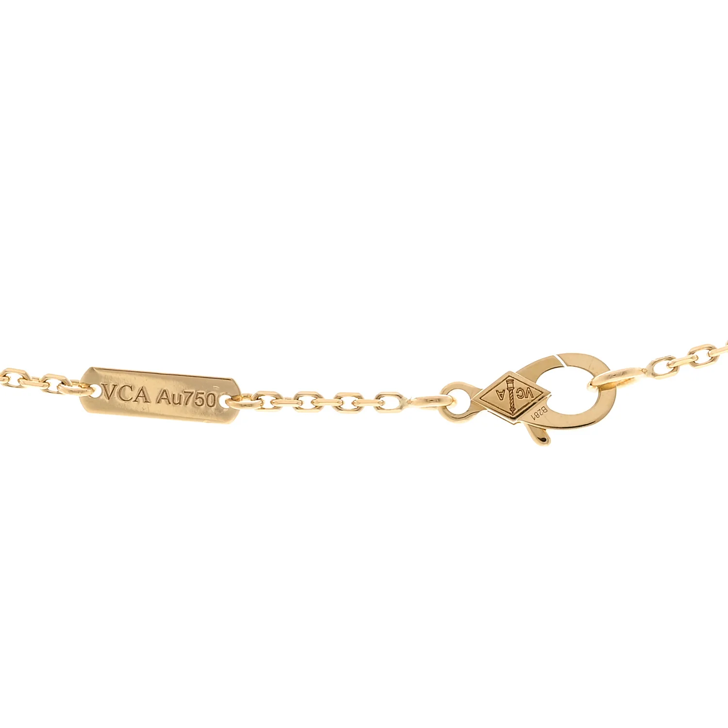 18K Yellow Gold Black Onyx Vintage Alhambra Pendant Necklace - Image 5
