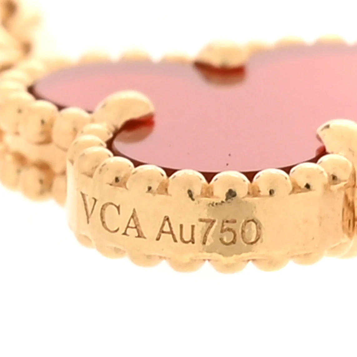 18K Yellow Gold Carnelian 5 Motifs Vintage Alhambra Bracelet - Image 5
