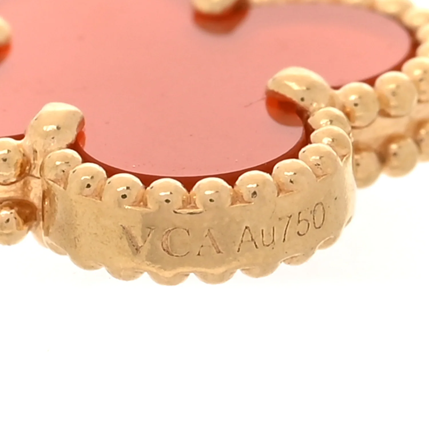 18K Yellow Gold Carnelian 5 Motifs Vintage Alhambra Bracelet - Image 4