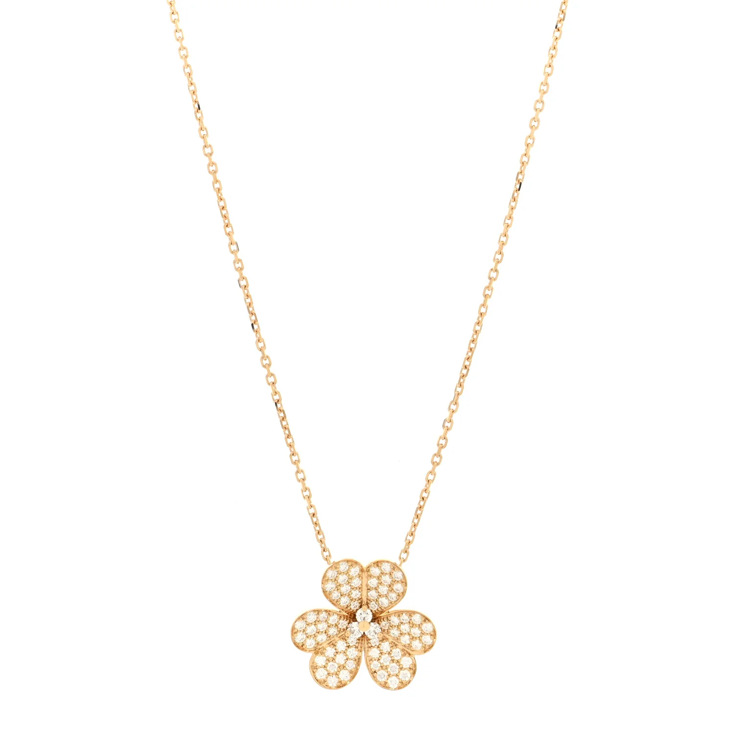 18K Yellow Gold Diamond Large Frivole Pendant Pave Necklace