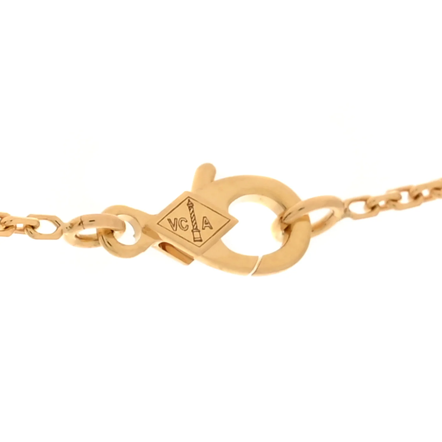 18K Yellow Gold Diamond Vintage Alhambra Pendant Necklace - Image 4