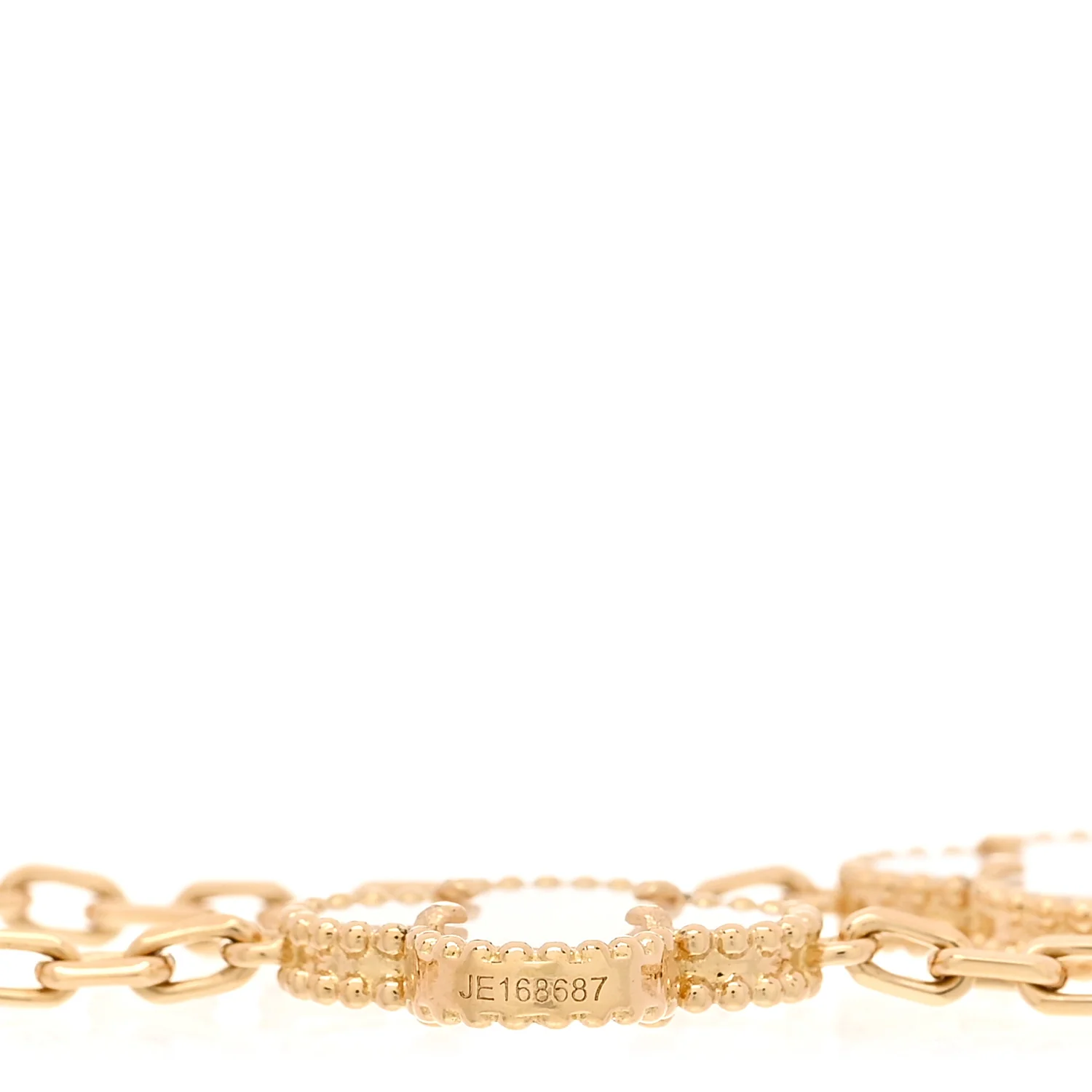18K Yellow Gold Mother of Pearl 5 Motifs Vintage Alhambra Bracelet - Image 3