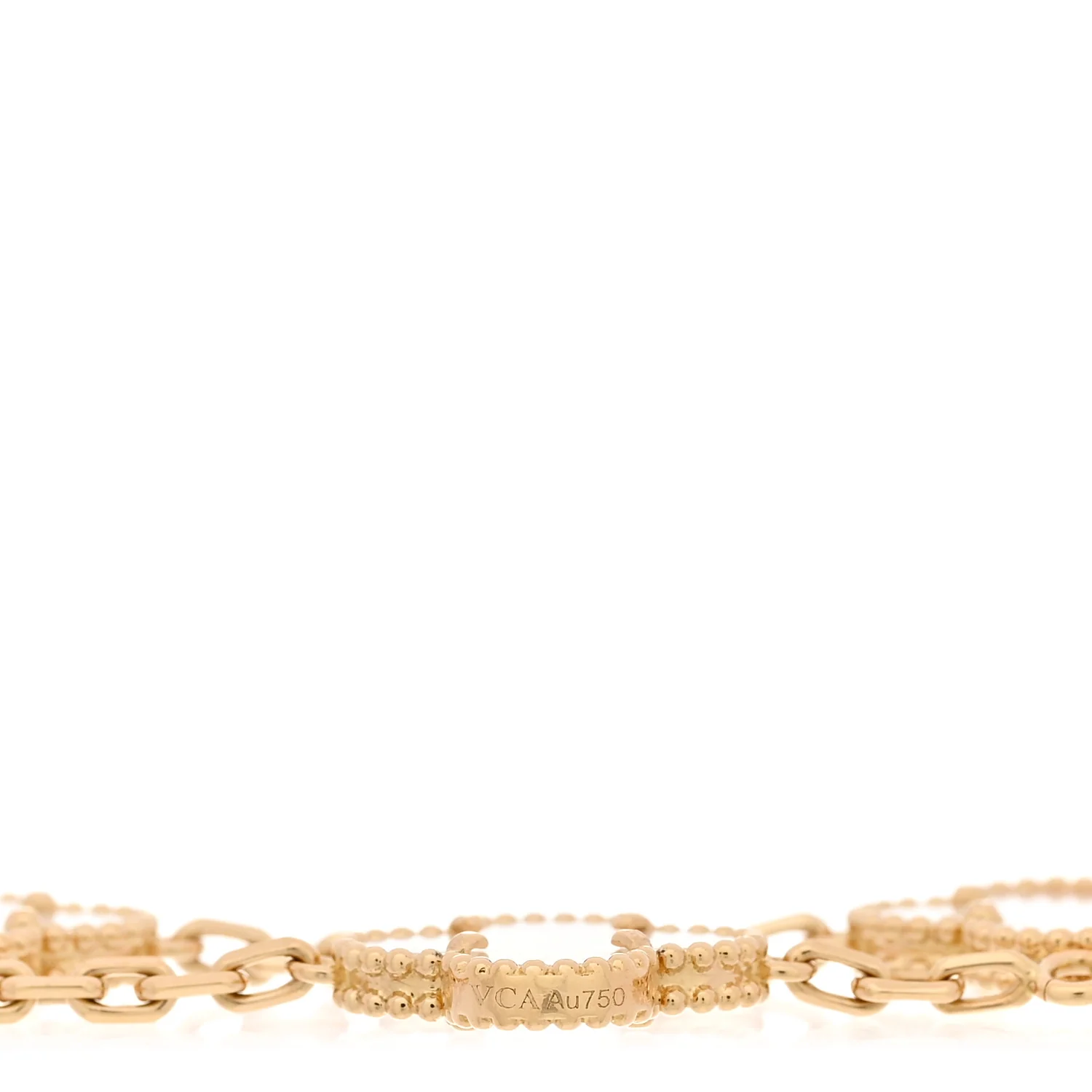18K Yellow Gold Mother of Pearl 5 Motifs Vintage Alhambra Bracelet - Image 4