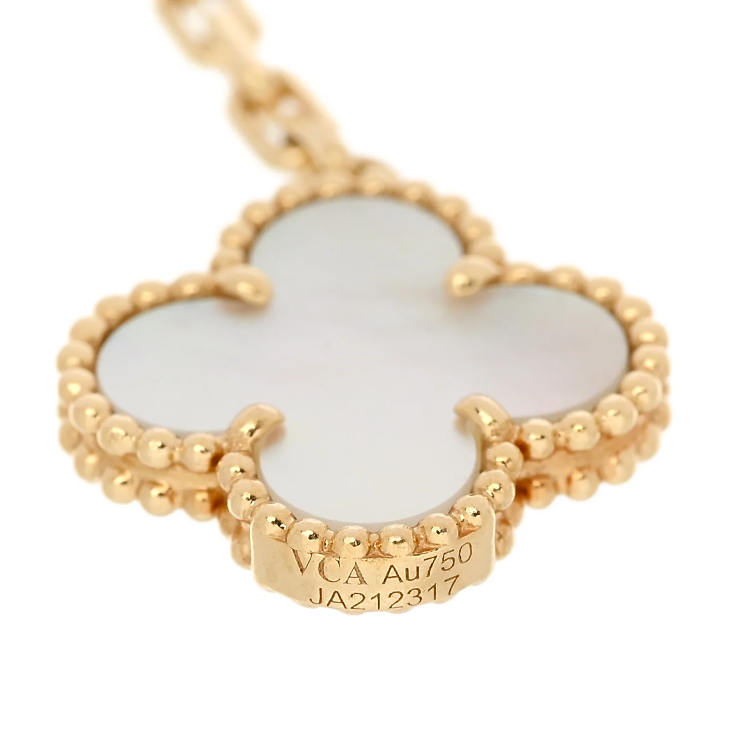 18K Yellow Gold Mother of Pearl Malachite Carnelian Tiger Eye 4 Motifs Lucky Alhambra Bracelet - Image 3