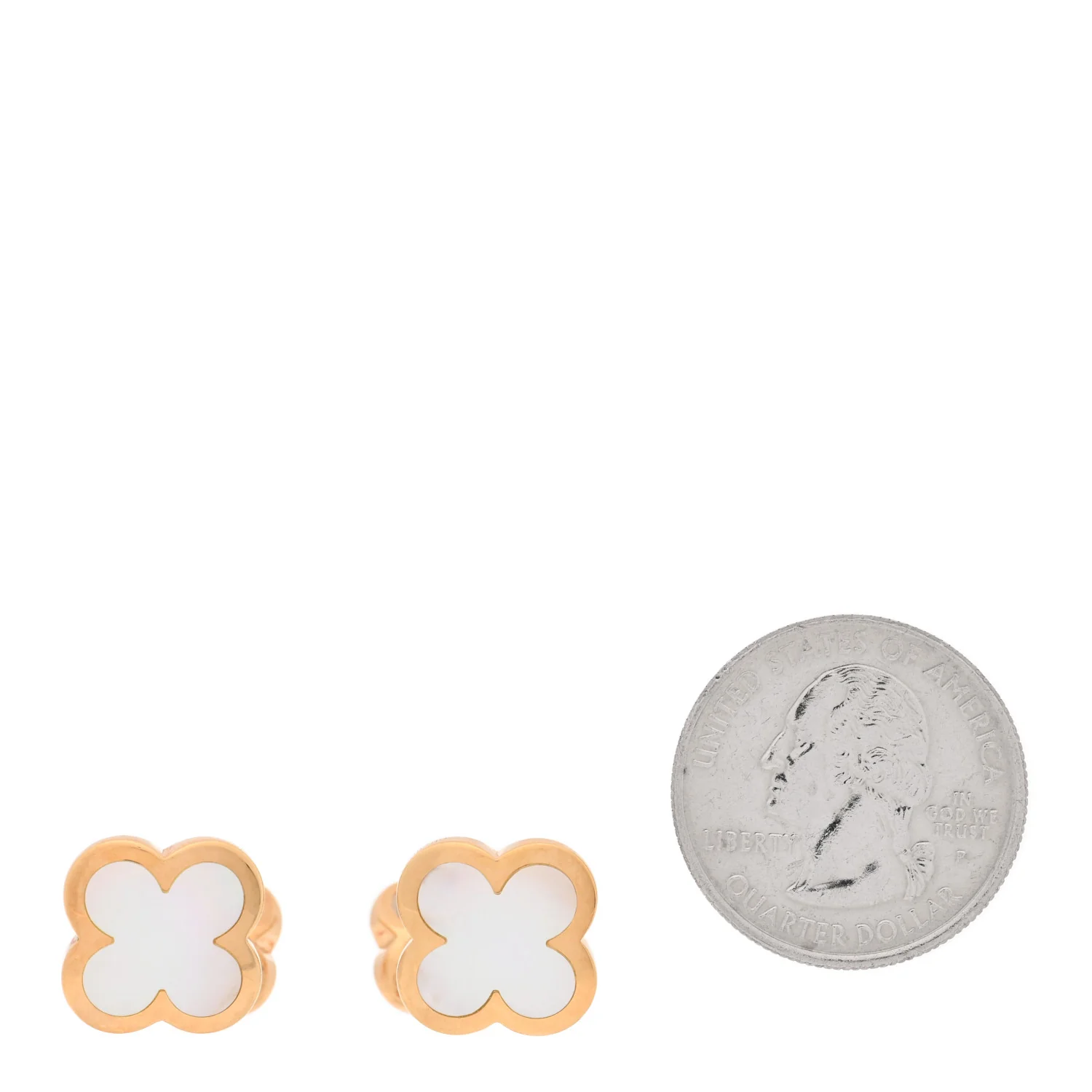 18K Yellow Gold Mother of Pearl Pure Alhambra Cufflinks - Image 2