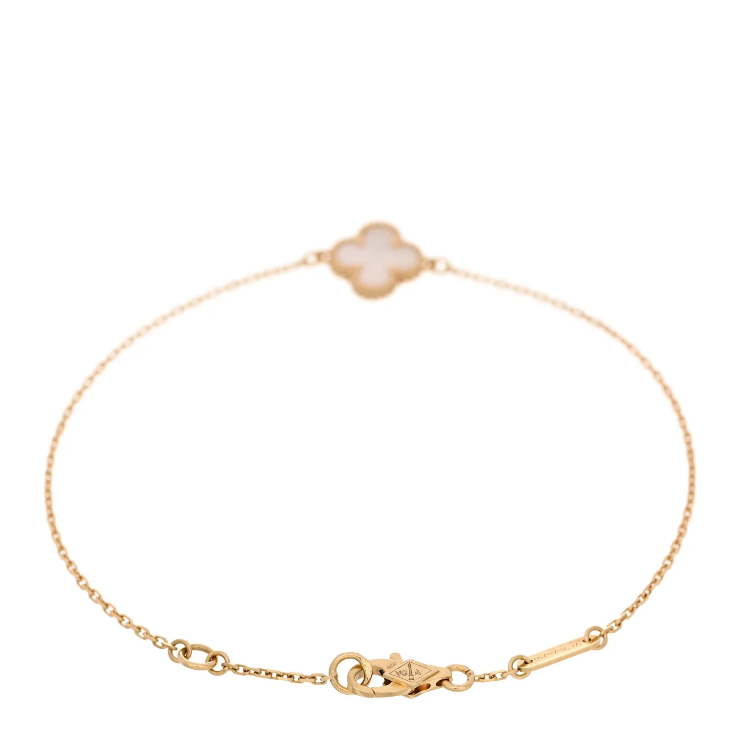 18K Yellow Gold Mother of Pearl Sweet Alhambra Bracelet - Image 2