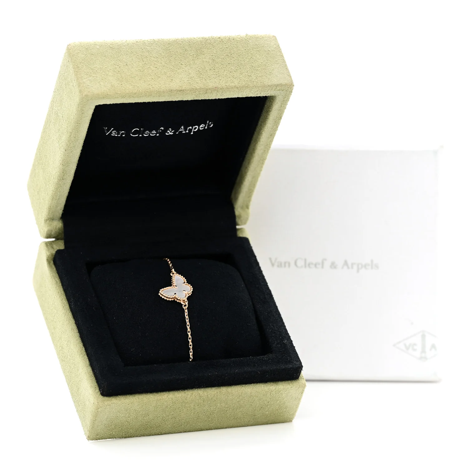 18K Yellow Gold Mother of Pearl Sweet Alhambra Butterfly Bracelet - Image 5
