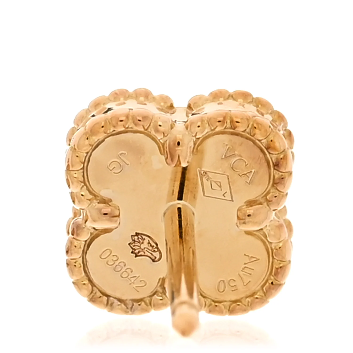 18K Yellow Gold Mother of Pearl Sweet Alhambra Earrings - Image 4
