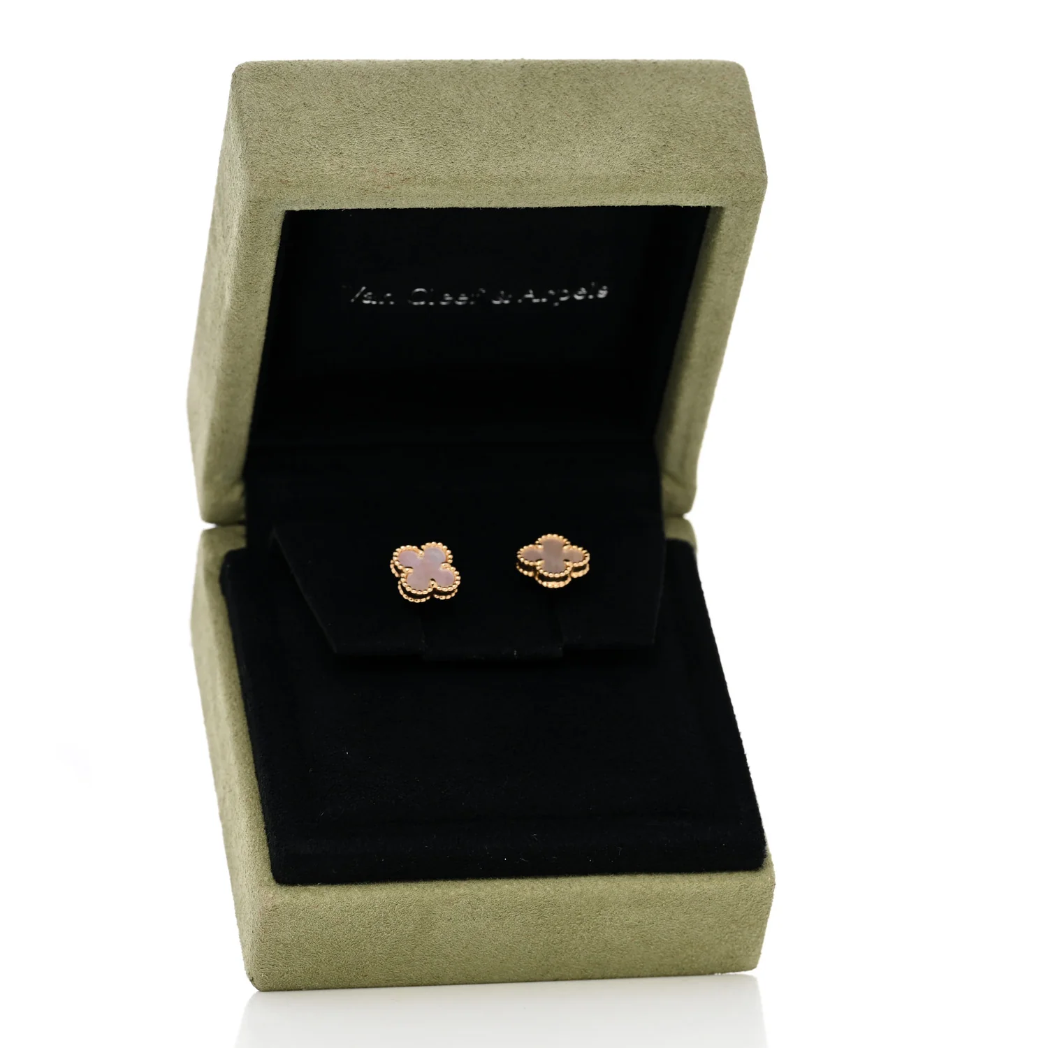 18K Yellow Gold Mother of Pearl Sweet Alhambra Earrings - Image 5