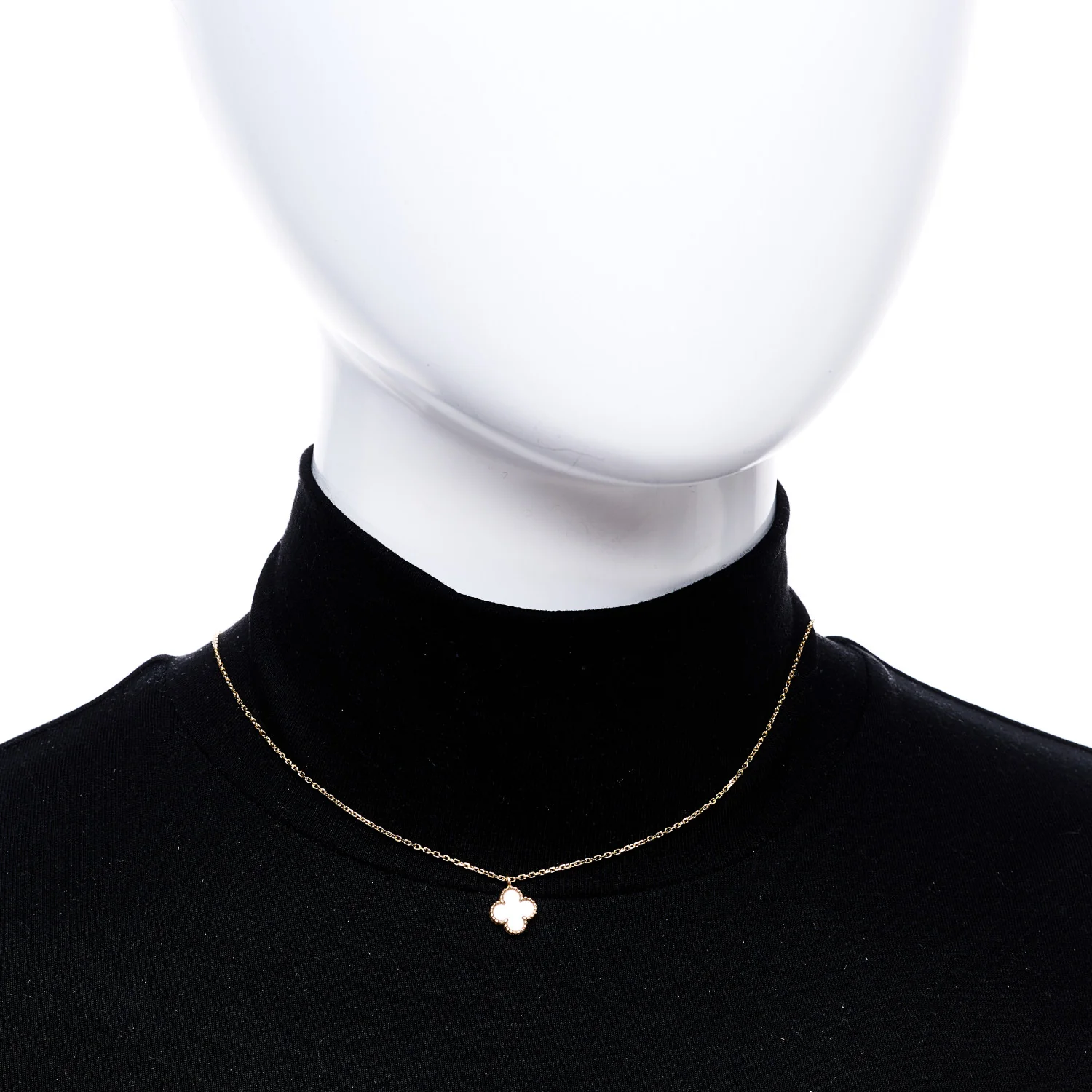 18K Yellow Gold Mother of Pearl Sweet Alhambra Pendant Necklace - Image 2