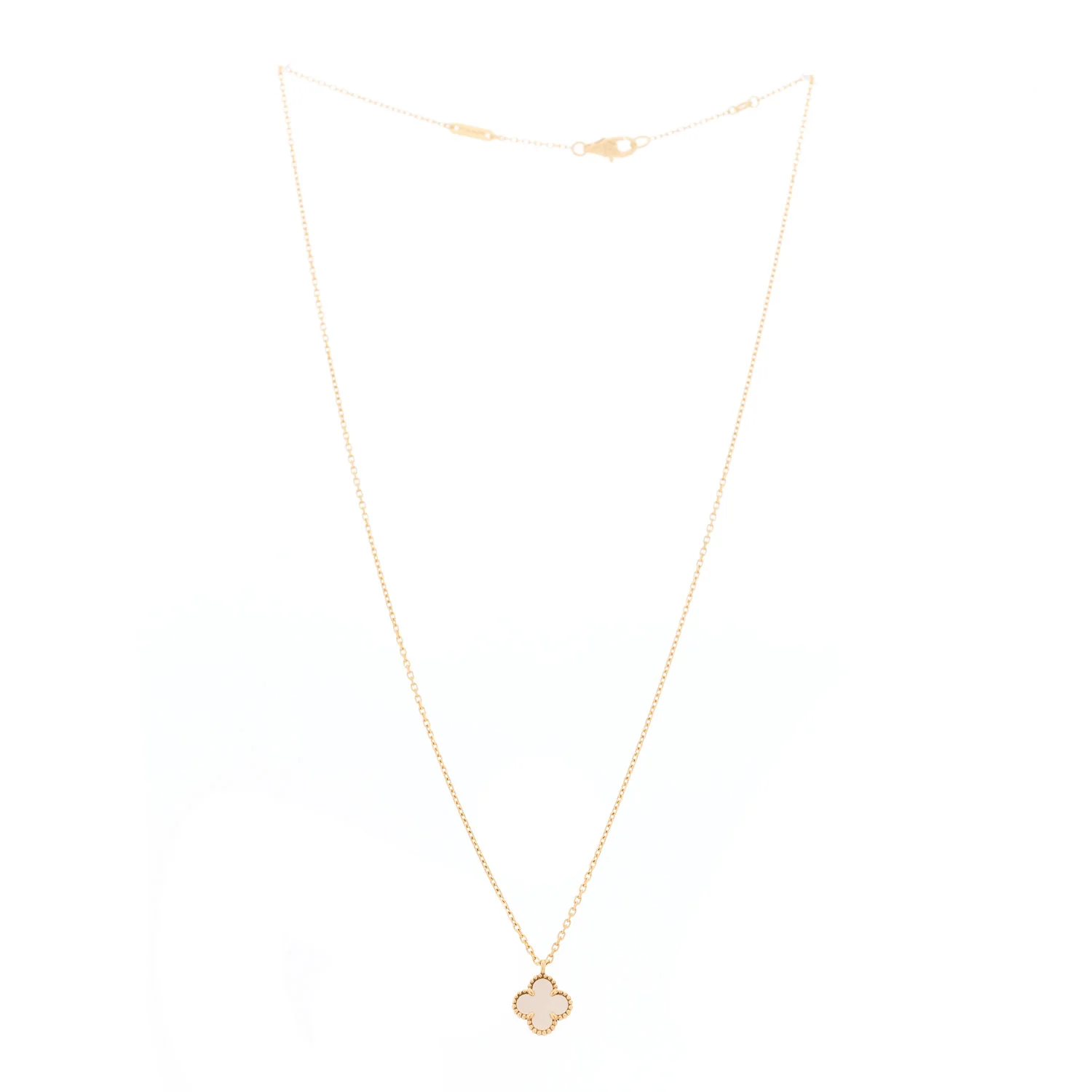 18K Yellow Gold Mother of Pearl Sweet Alhambra Pendant Necklace - Image 3