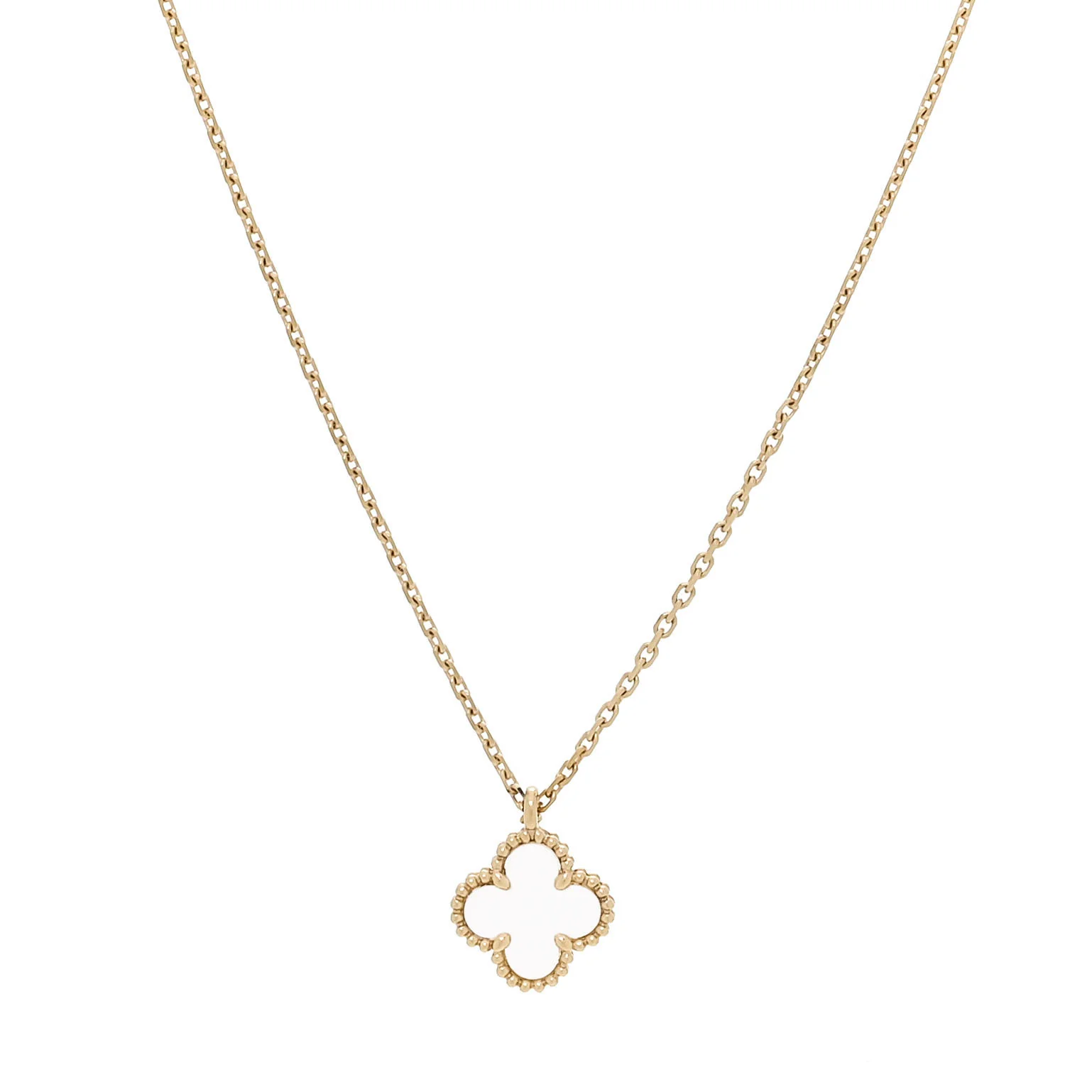 18K Yellow Gold Mother of Pearl Sweet Alhambra Pendant Necklace