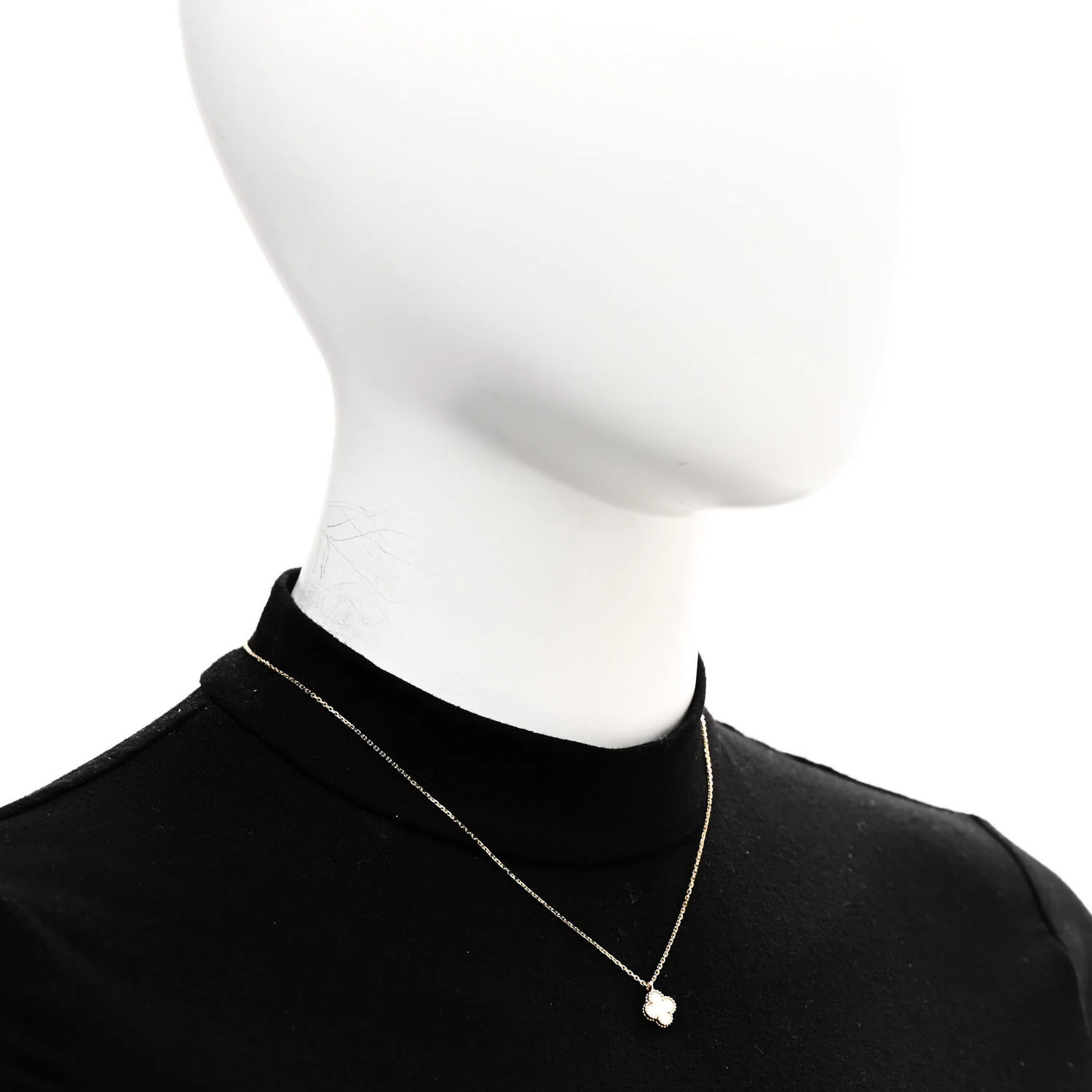 18K Yellow Gold Mother of Pearl Sweet Alhambra Pendant Necklace - Image 2