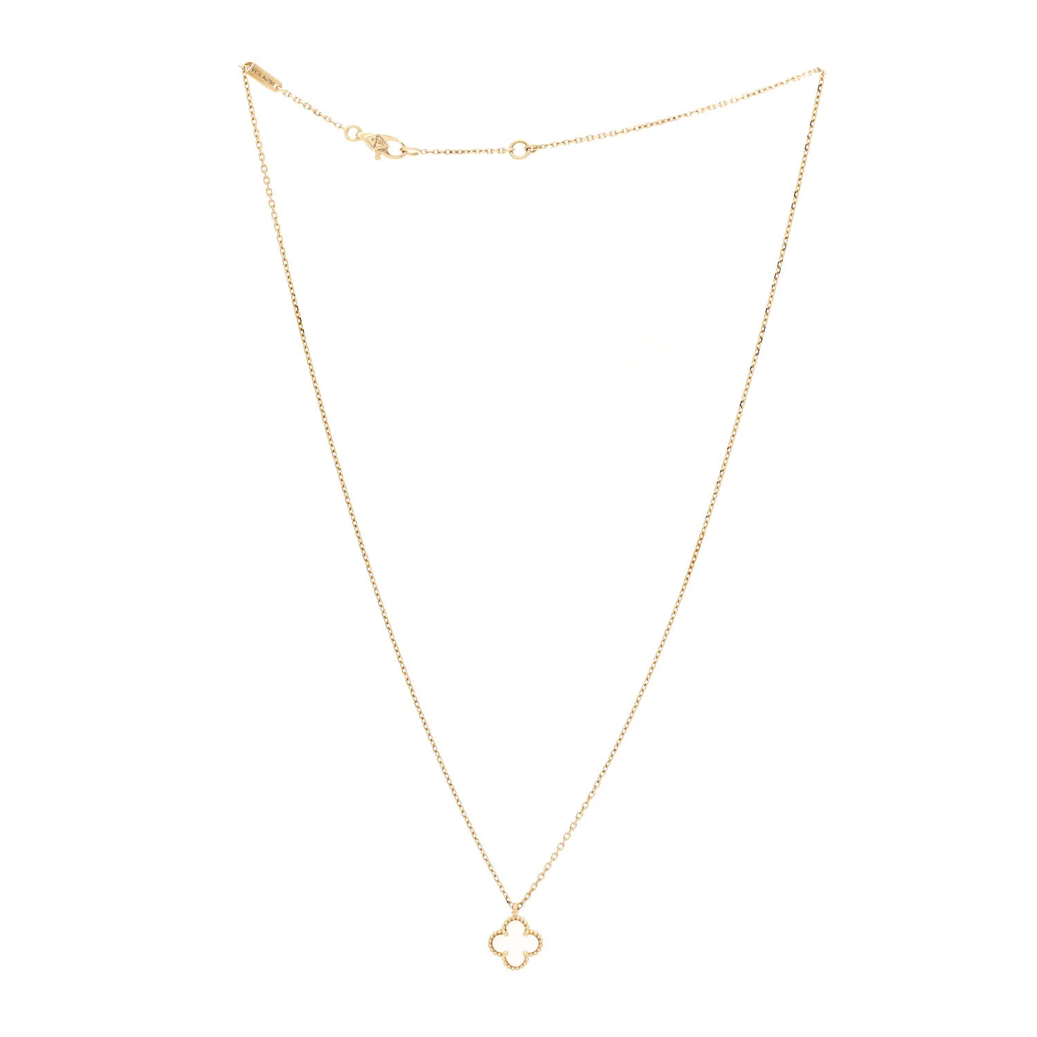 18K Yellow Gold Mother of Pearl Sweet Alhambra Pendant Necklace - Image 3