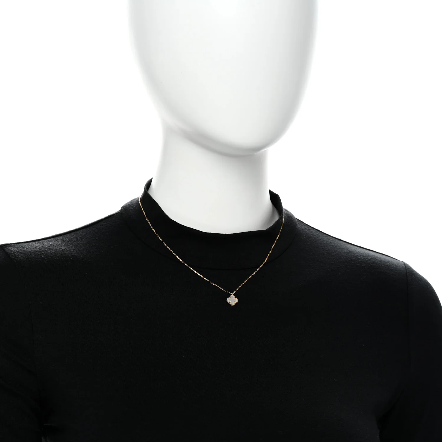 18K Yellow Gold Mother of Pearl Sweet Alhambra Pendant Necklace - Image 2
