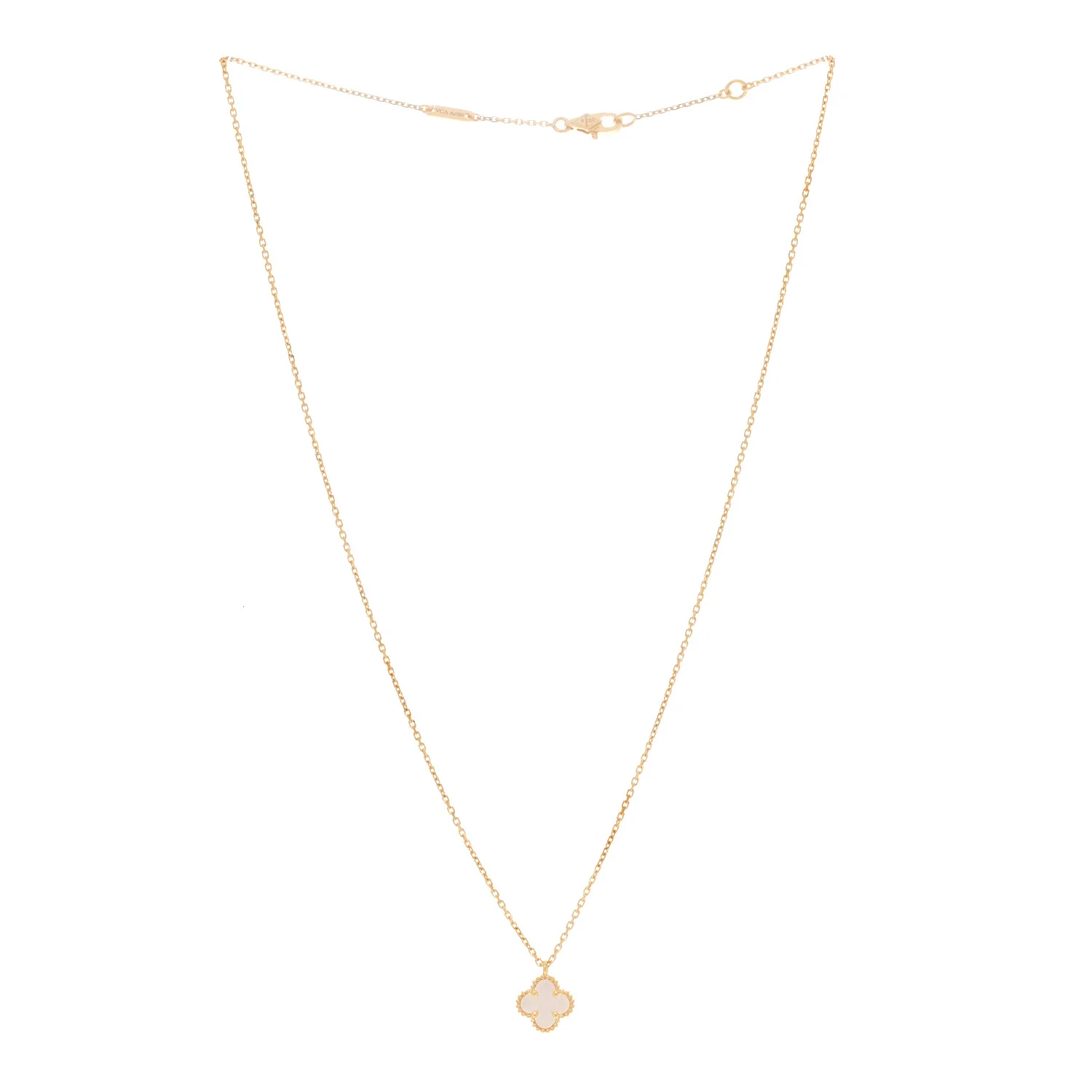 18K Yellow Gold Mother of Pearl Sweet Alhambra Pendant Necklace - Image 3