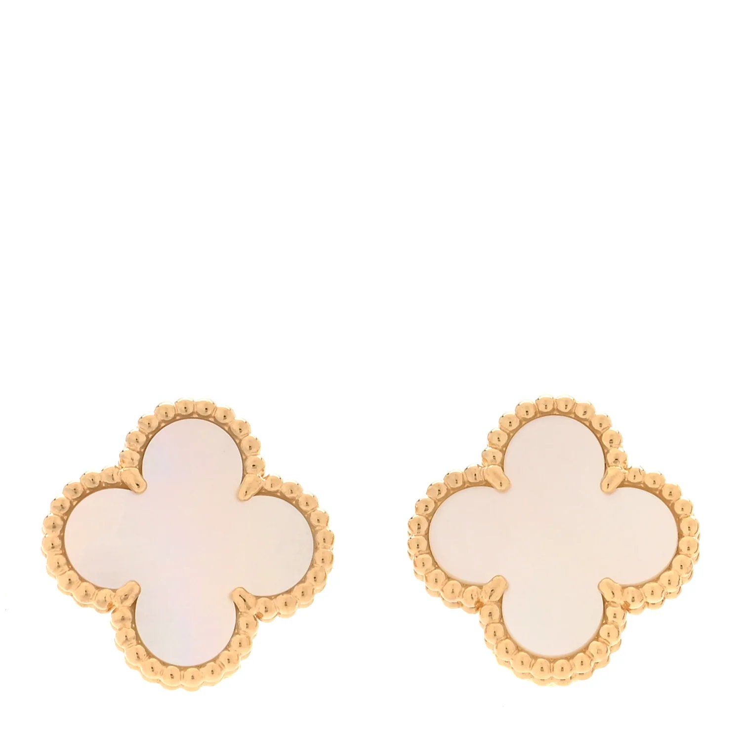 18K Yellow Gold Mother of Pearl Vintage Alhambra Earrings
