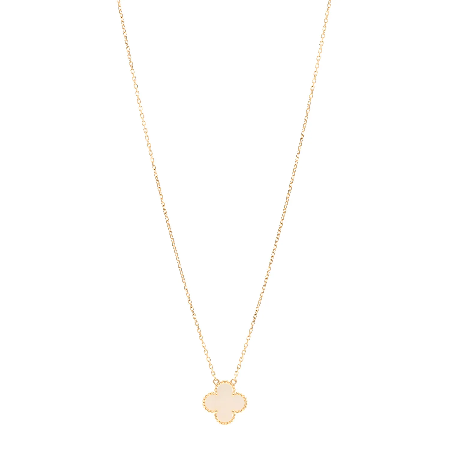 18K Yellow Gold Mother of Pearl Vintage Alhambra Pendant Necklace